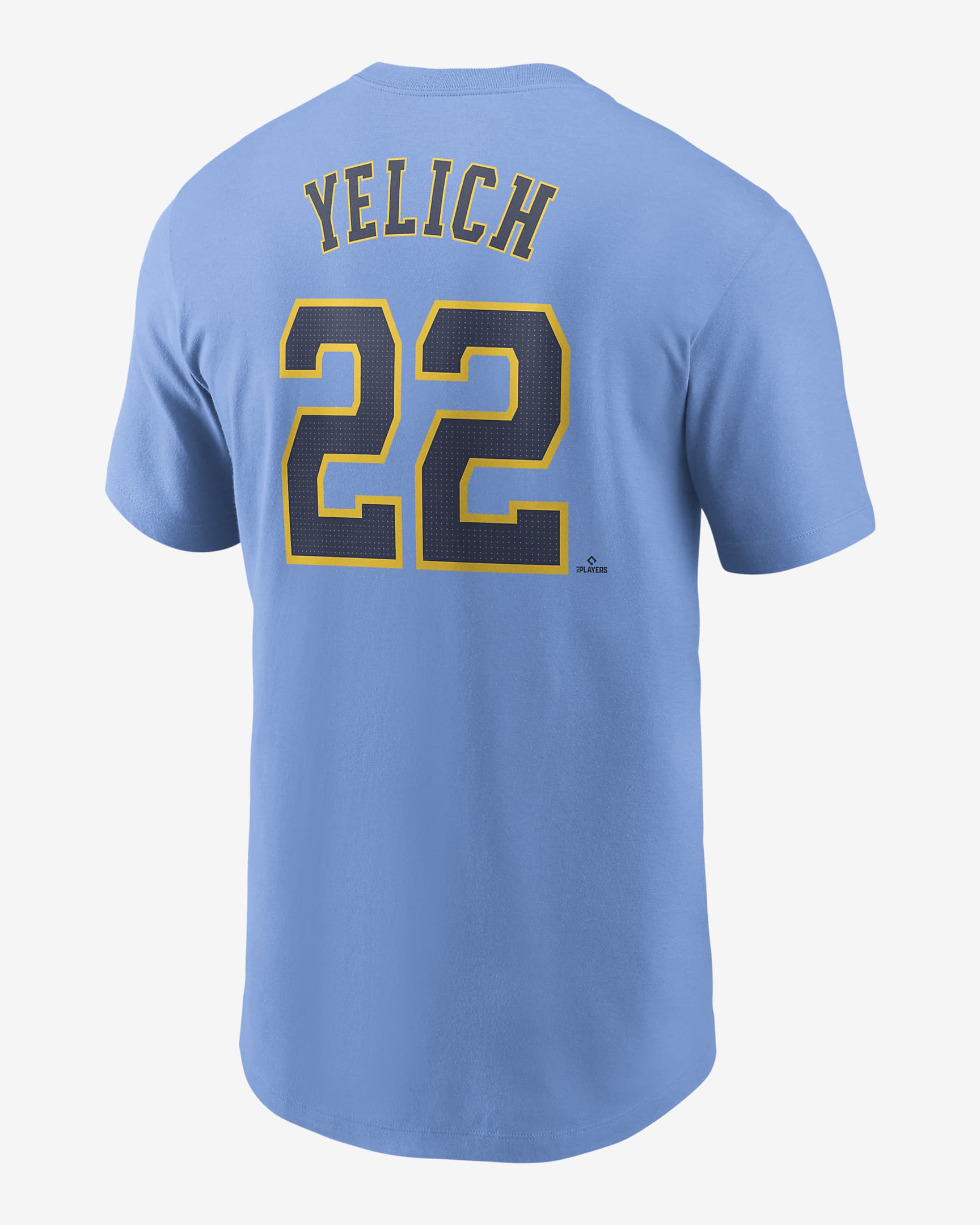 Christian Yelich Milwaukee Brewers City Connect Fuse Men's Nike MLB T-Shirt - Light Blue