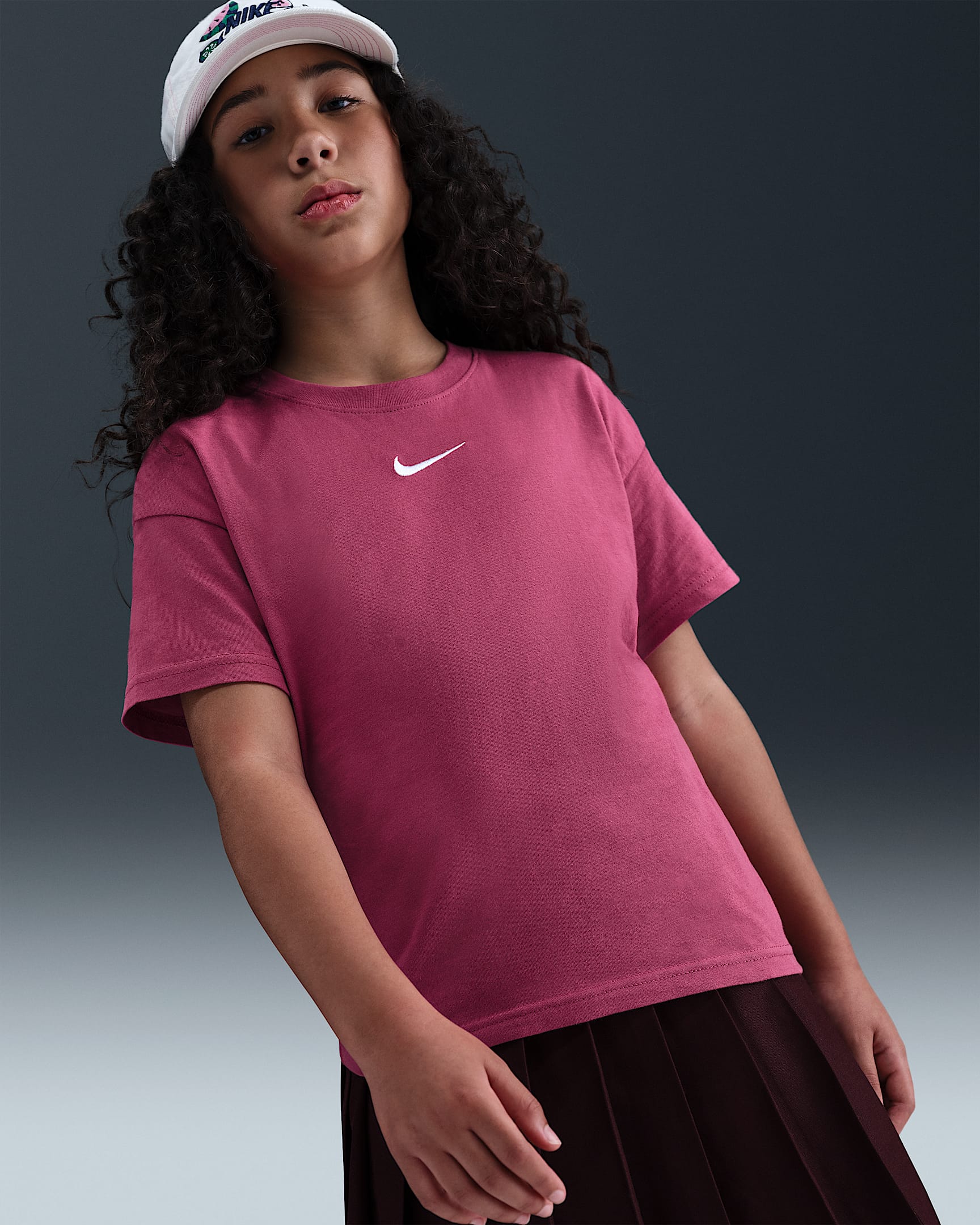Nike Sportswear Essential Big Kids' (Girls') T-Shirt - Sweet Beet
