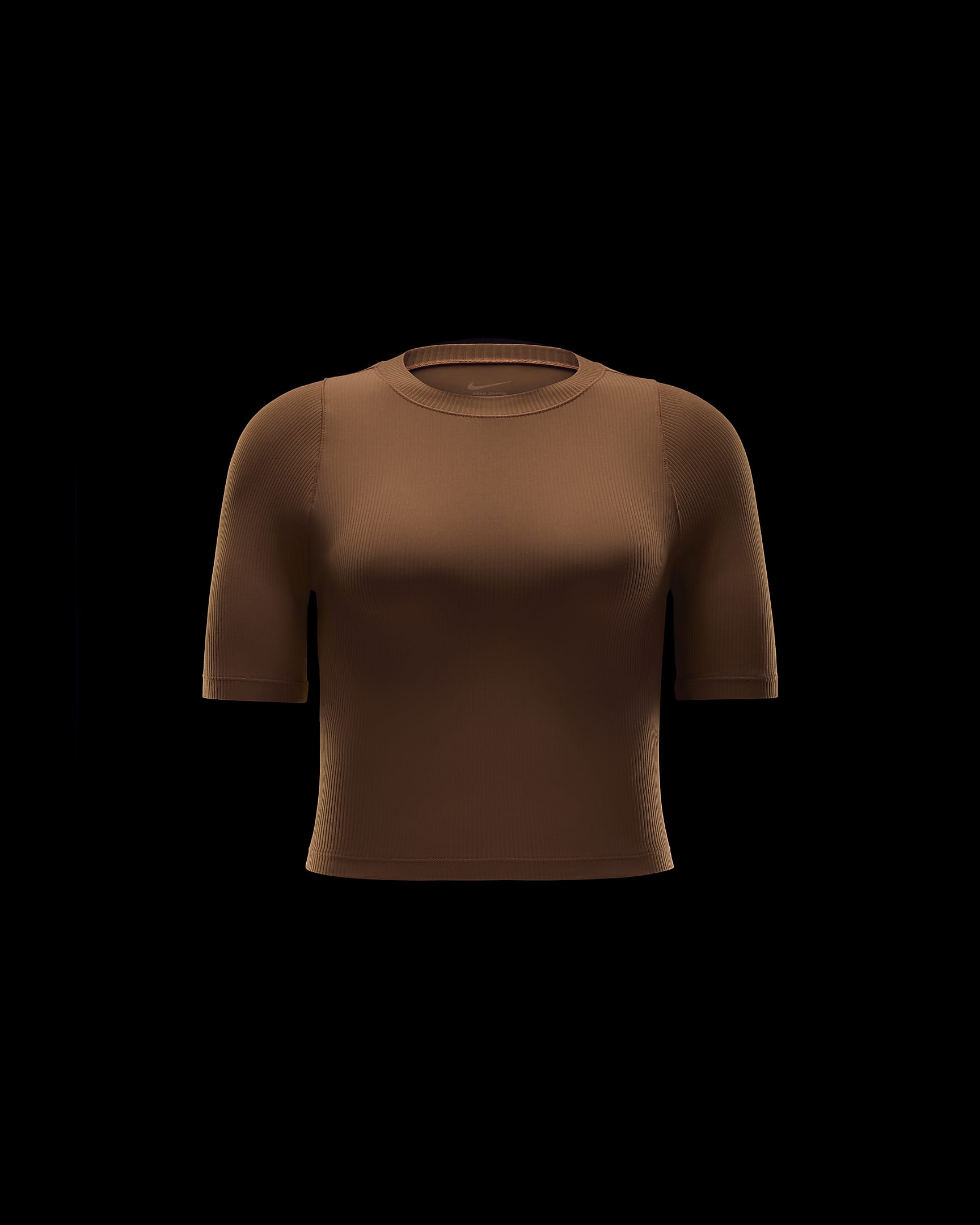 Nike Zenvy Rib Dri-FIT rövid ujjú női felső - Light British Tan/Fehér