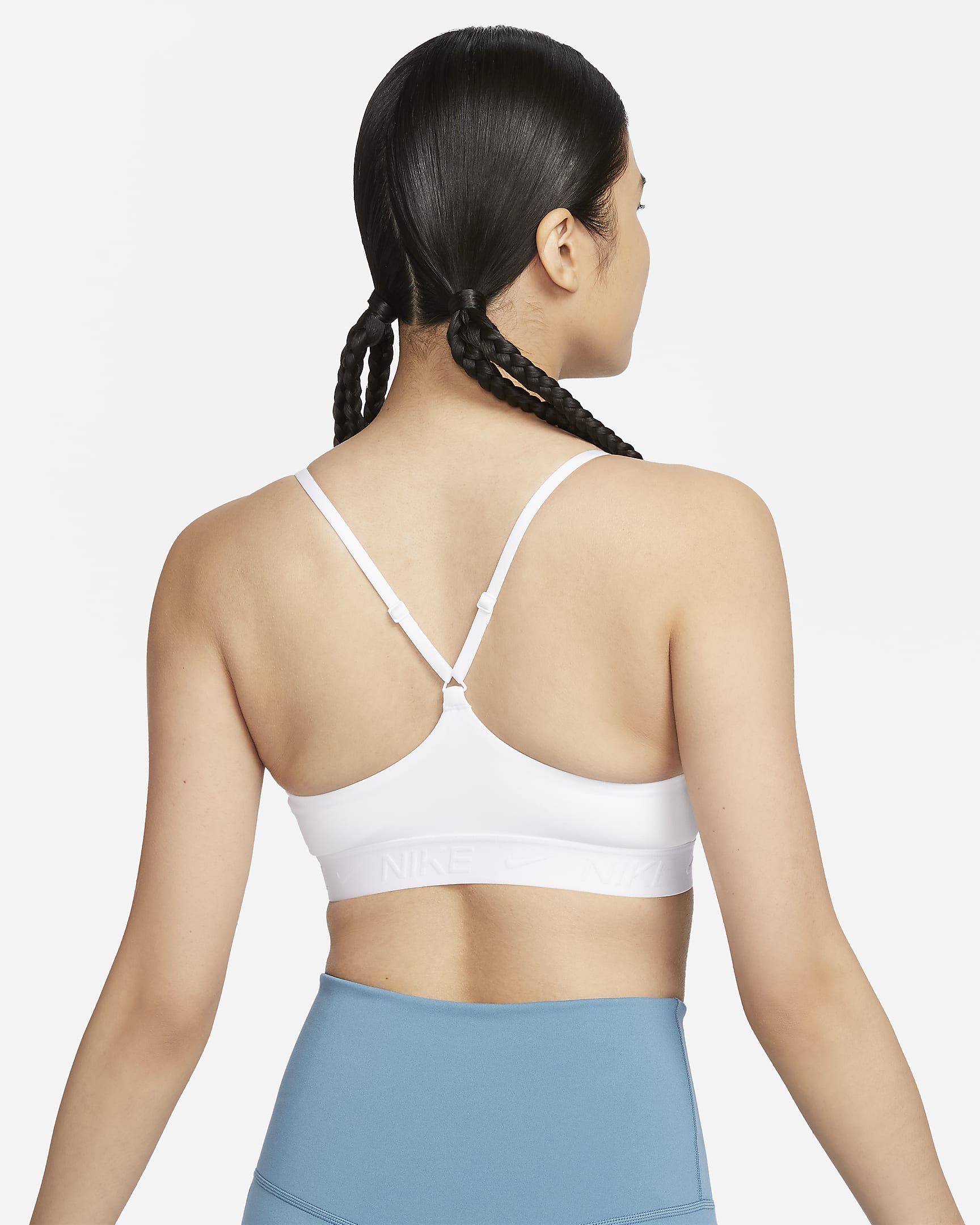 Nike Indy Light-Support Women's Padded Adjustable Sports Bra - White/Stone Mauve