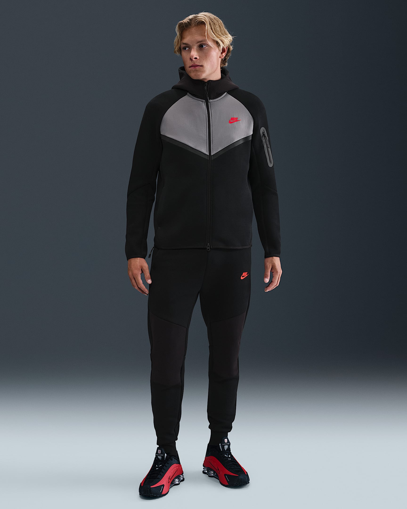 Pantaloni jogger in fleece Nike Tech – Uomo - Nero/Nero/Bright Crimson
