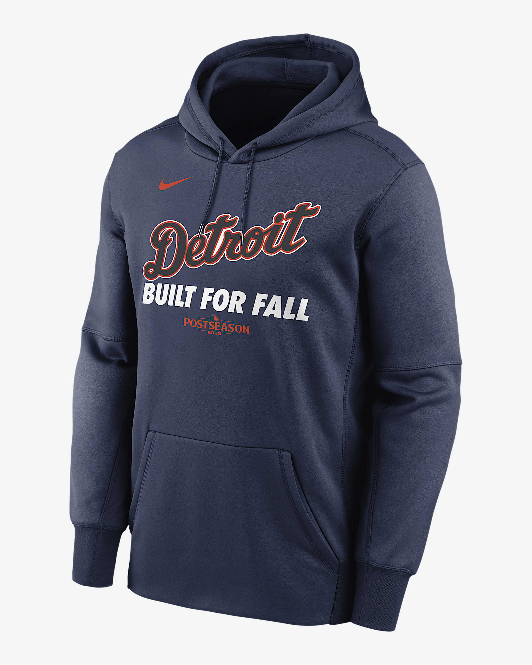 Detroit Tigers 2025 Postseason Authentic Collection Men’s Nike Therma MLB Pullover Hoodie - Navy