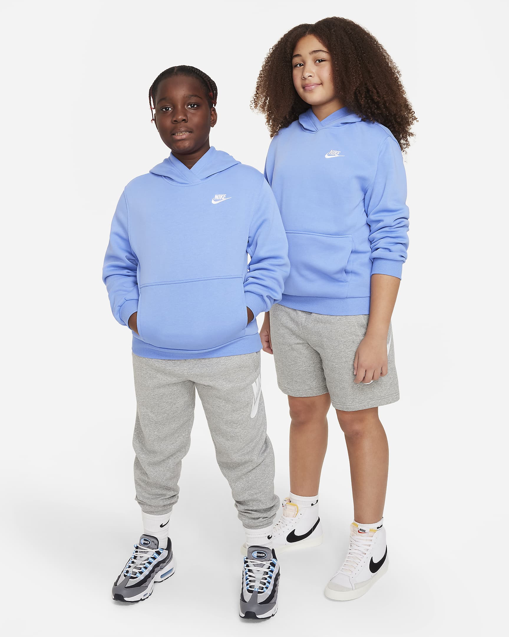 Sudadera con gorro sin cierre para niños talla grande (talla amplia) Nike Sportswear Club Fleece - Polar/Blanco