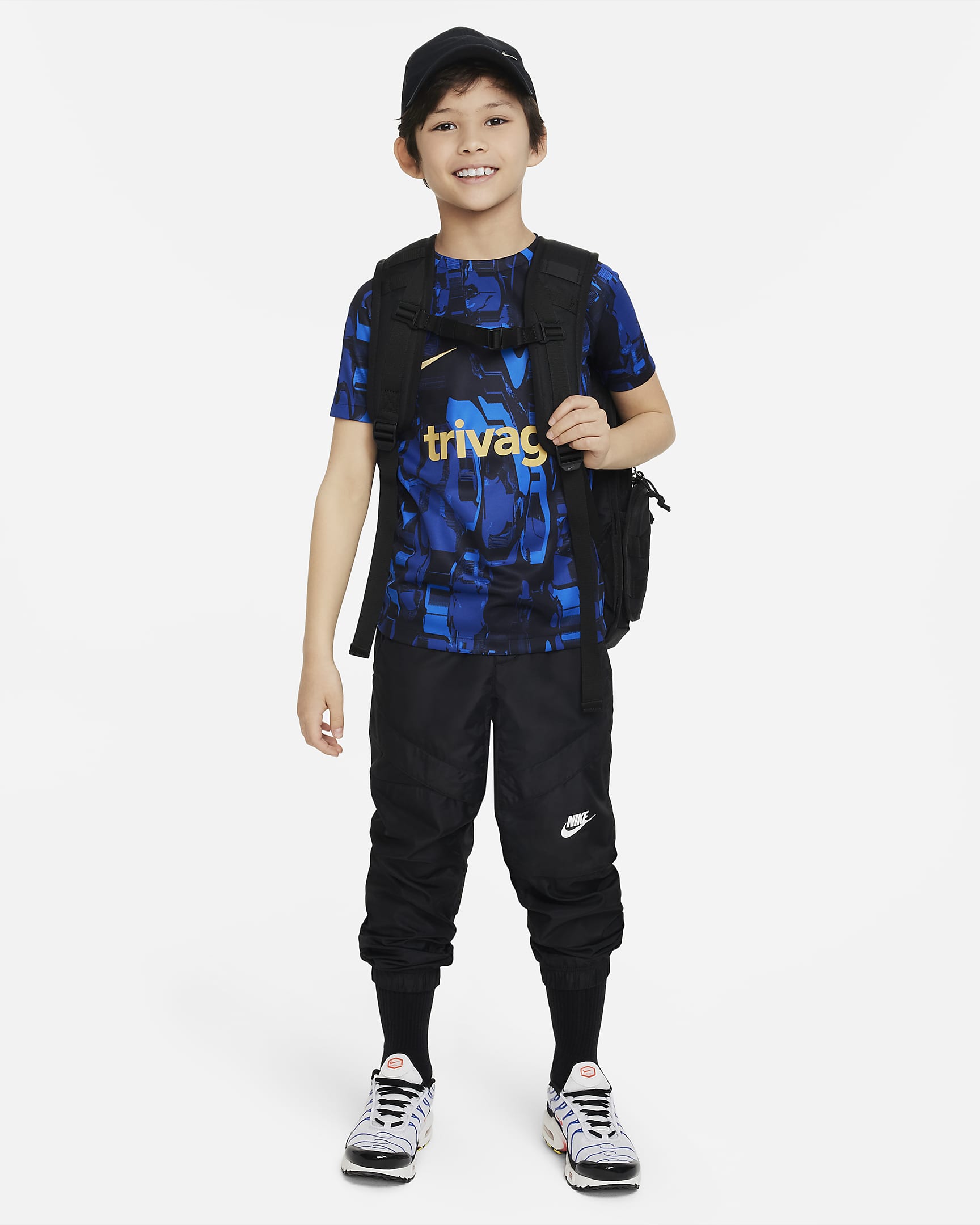 Chelsea FC Academy Pro Big Kids' Nike Dri-FIT Pre-Match Soccer Top - Pitch Blue/Pitch Blue/Club Gold