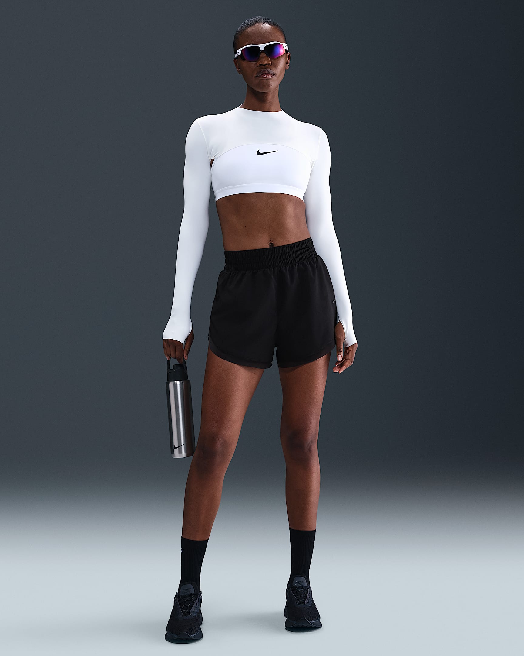 Nike One Women's Dri-FIT Loose 3" Brief-Lined Shorts - Black/Dark Smoke Grey