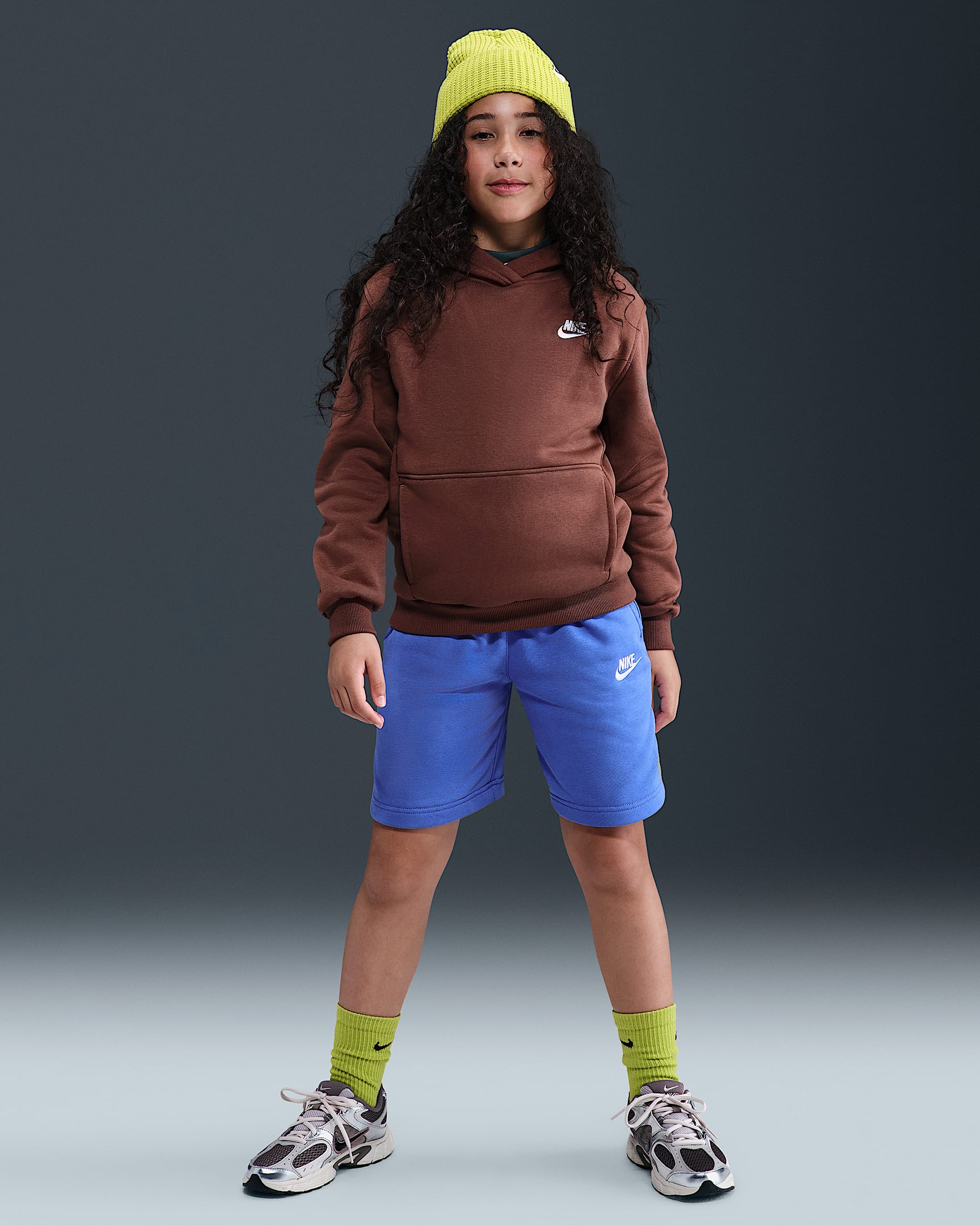 Nike Sportswear Club Fleece Big Kids' French Terry Shorts - Comet Blue/White