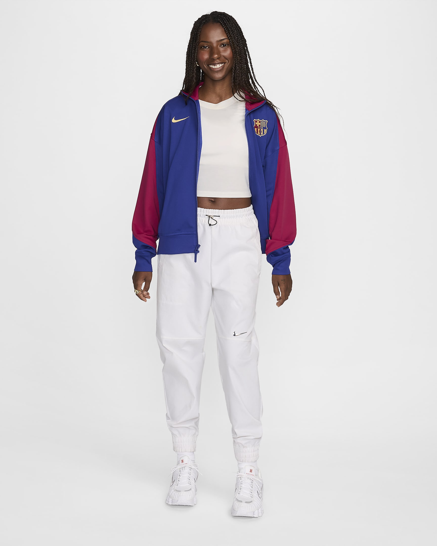 F.C. Barcelona Academy Pro Home Women's Nike Dri-FIT Football Anthem Jacket - Deep Royal Blue/Noble Red/Club Gold