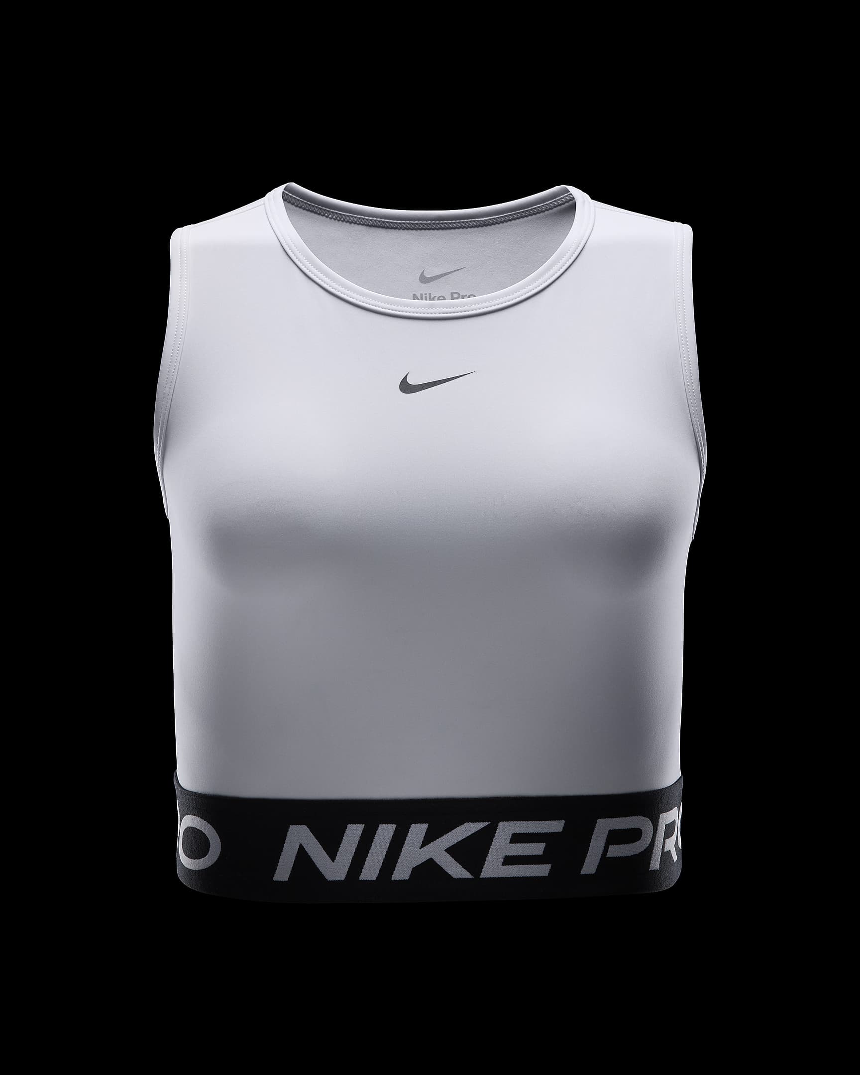 Camiseta de tirantes Dri-FIT cropped para mujer Nike Pro - Blanco/Negro