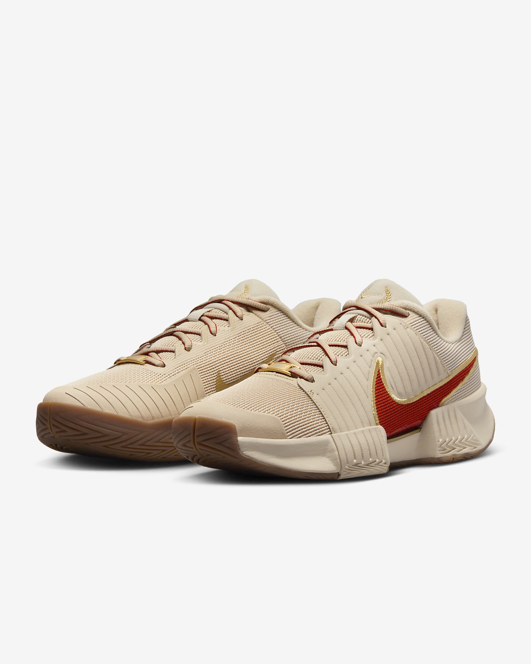 Nike GP Challenge Pro Premium Women's Hard Court Tennis Shoes - Sand Drift/Metallic Gold/Gum Medium Brown/Rust Factor