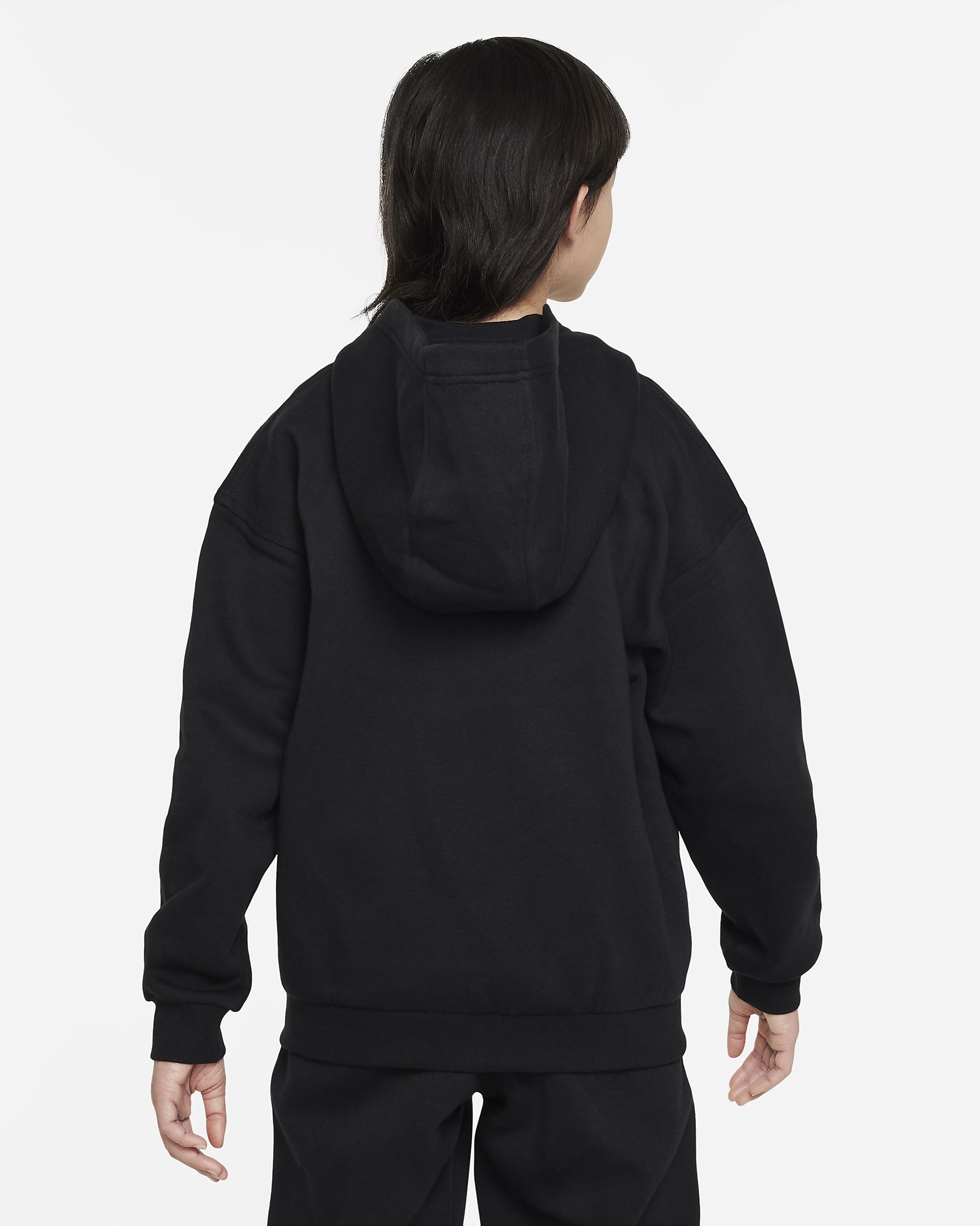 Nike Sportswear Club Fleece Big Kids' Oversized Full-Zip Hoodie - Black/White