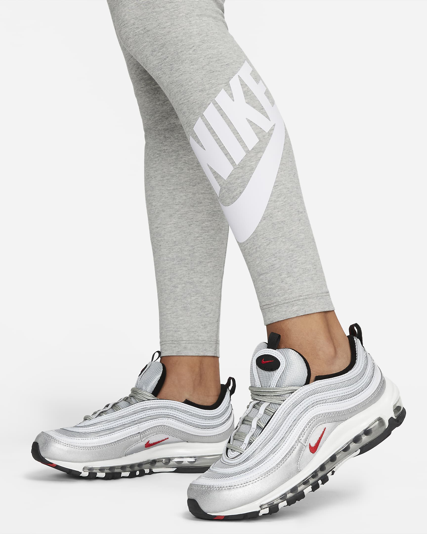 Nike Sportswear Classics Women's High-Waisted Graphic Leggings - Dark Grey Heather/White