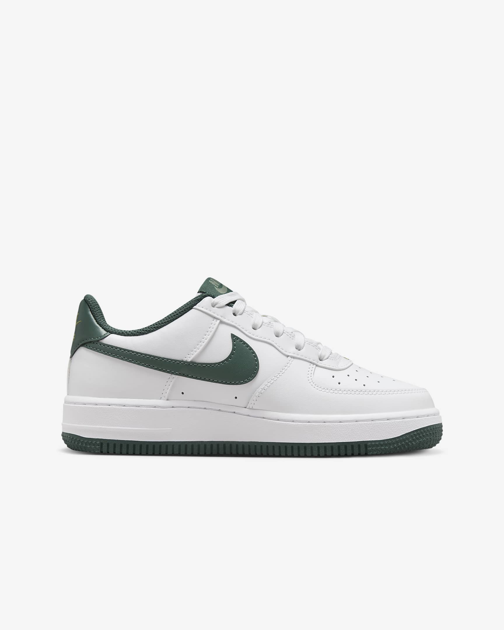 Nike Air Force 1-sko til større børn - hvid/Oil Green/Vintage Green