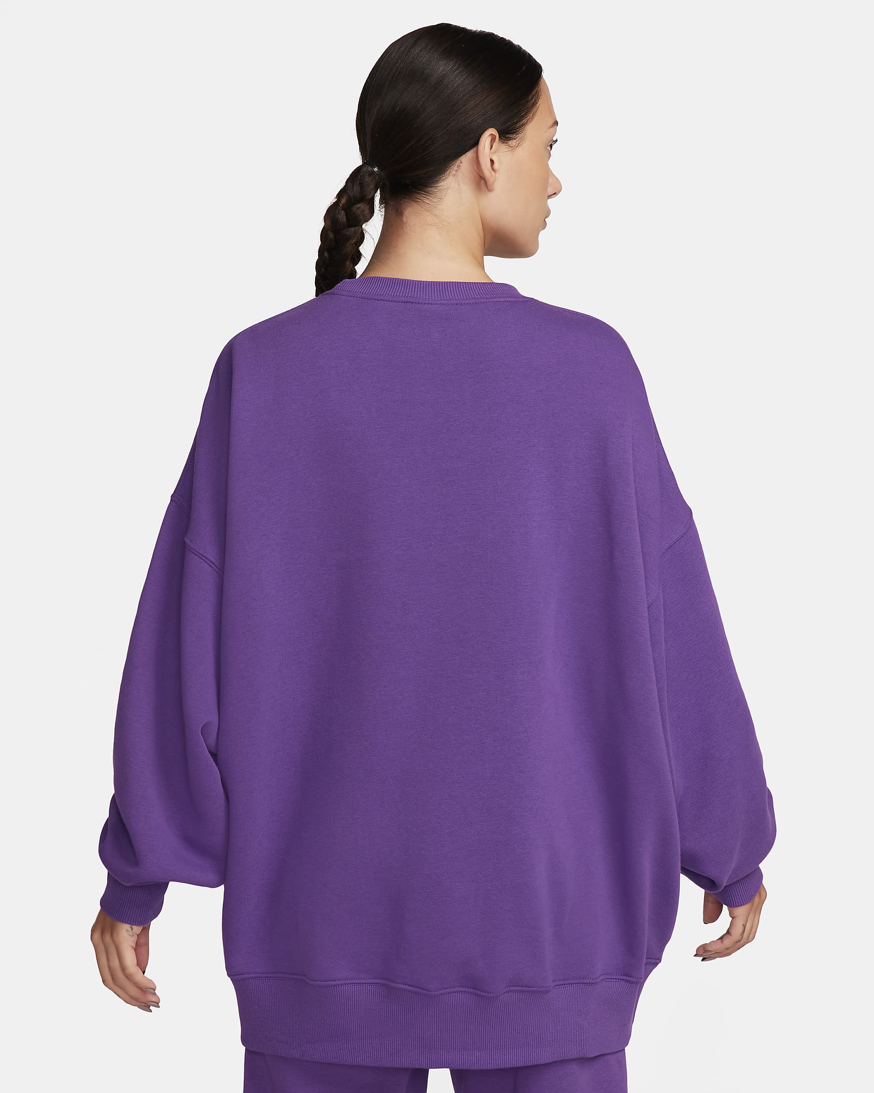 Sweat oversize à col ras-du-cou en tissu Fleece Nike Sportswear pour femme - Purple Cosmos