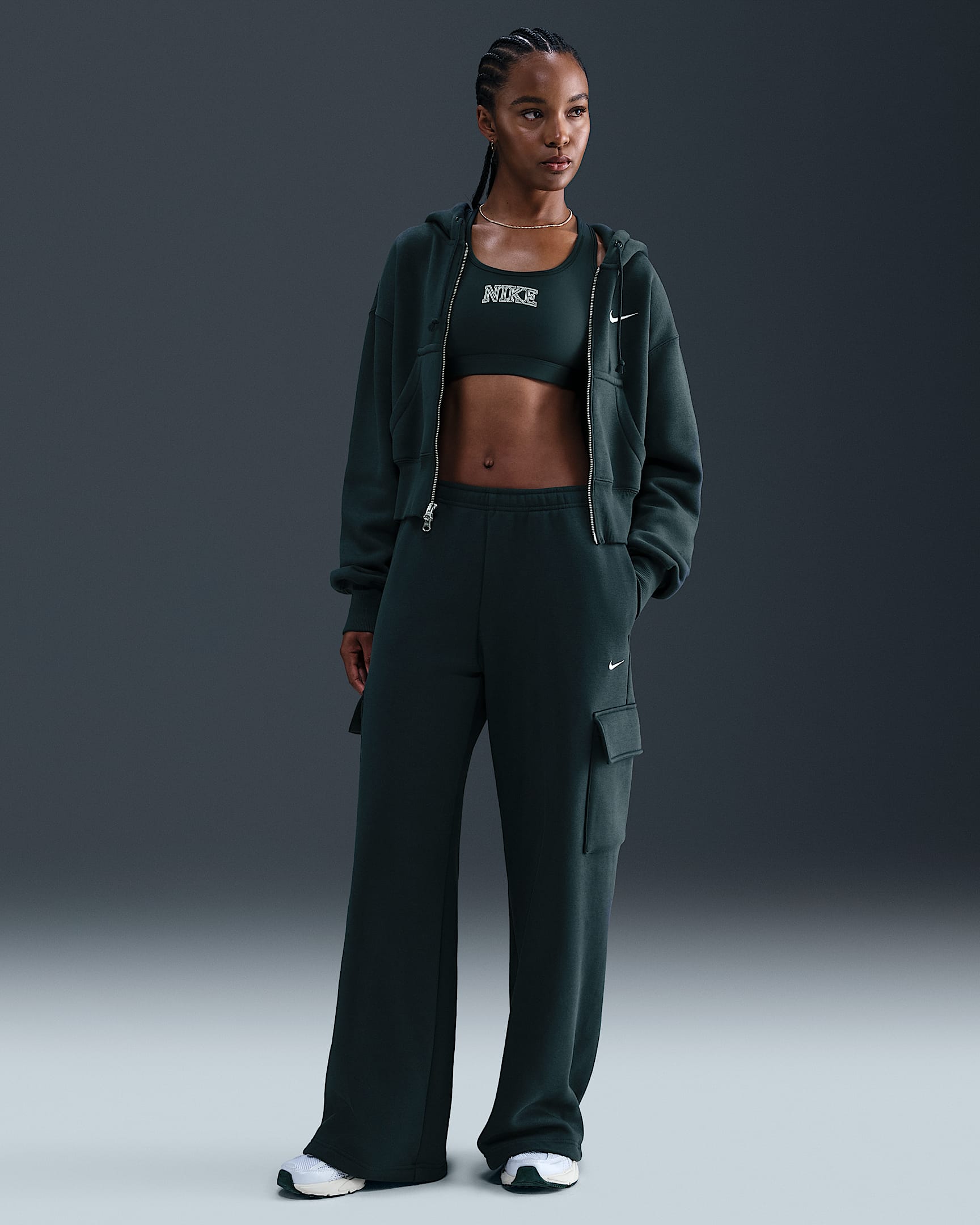 Pantalones deportivos cargo para mujer Nike Sportswear Phoenix Fleece - Alga/Vela