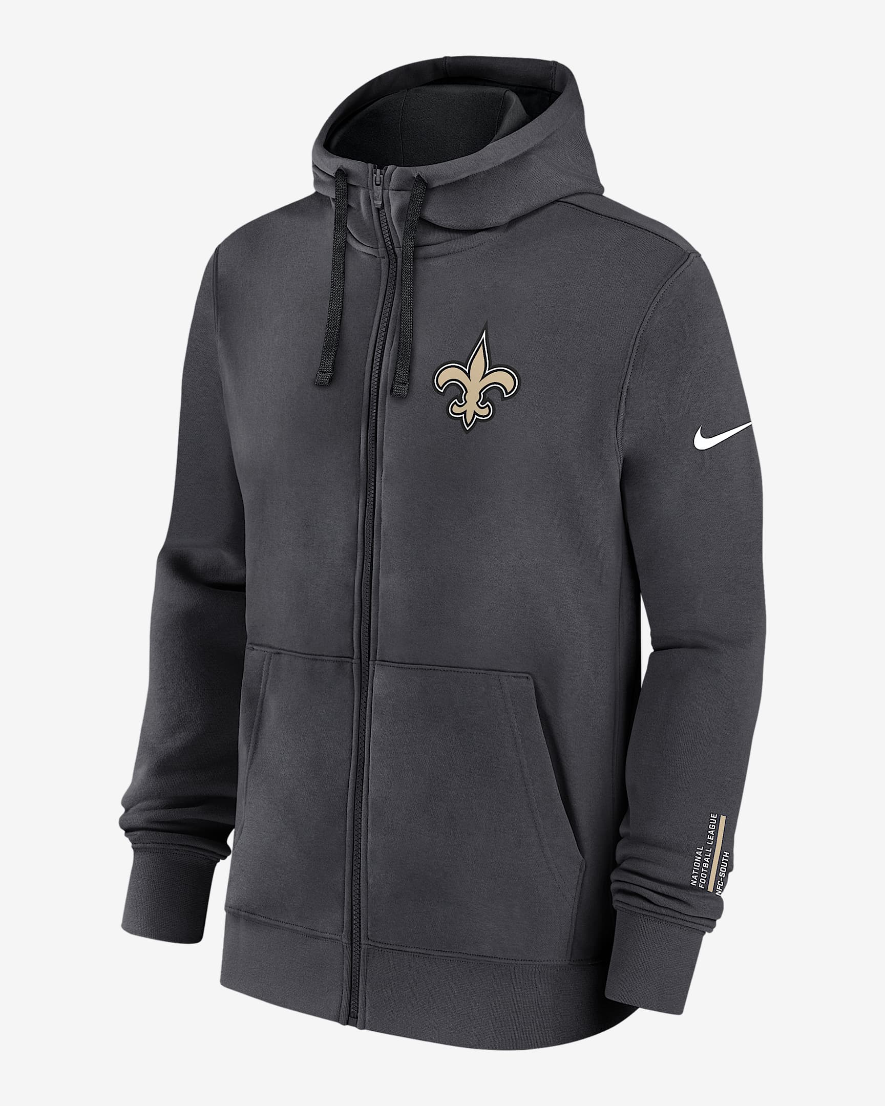 New Orleans Saints Playbook Page Club Men's Nike NFL Full-Zip Hoodie - Anthracite
