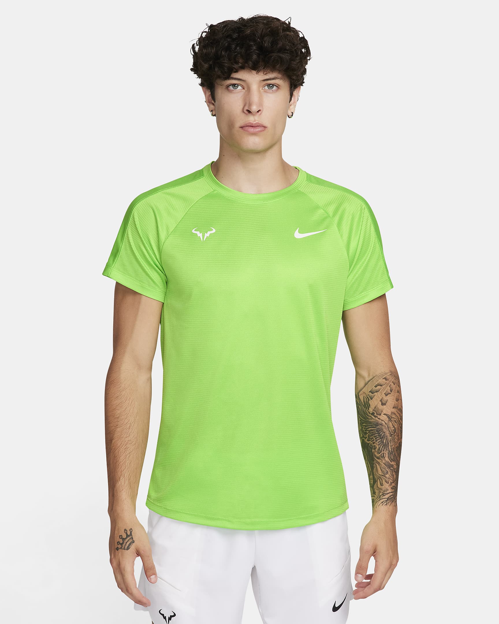 Rafa Challenger Nike Dri-FIT kortermet tennistrøye til herre - Action Green/Light Lemon Twist/Hvit