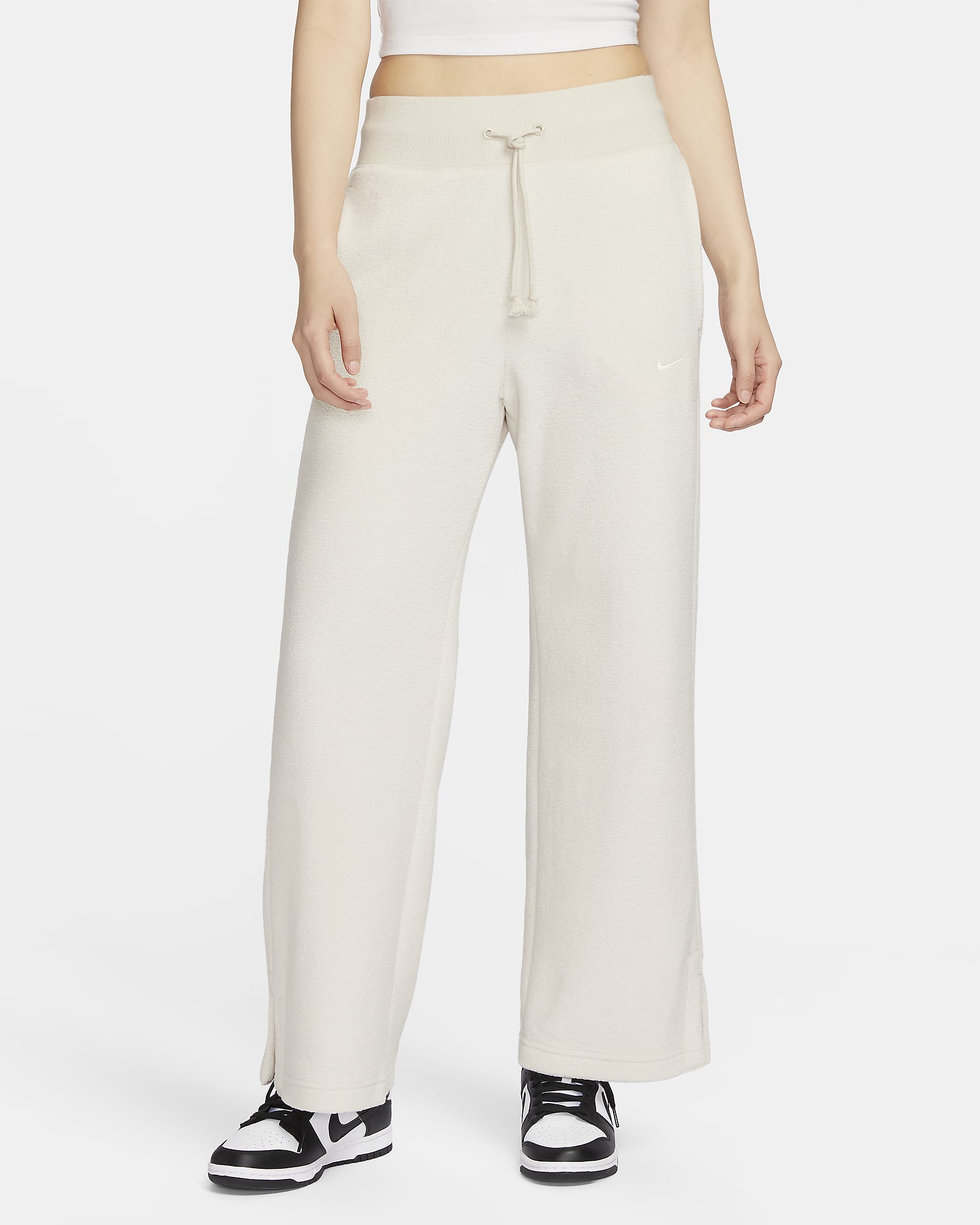 Nike Sportswear Phoenix Plush Women's High-Waisted Wide-Leg Cosy Fleece Trousers - Light Orewood Brown/Sail