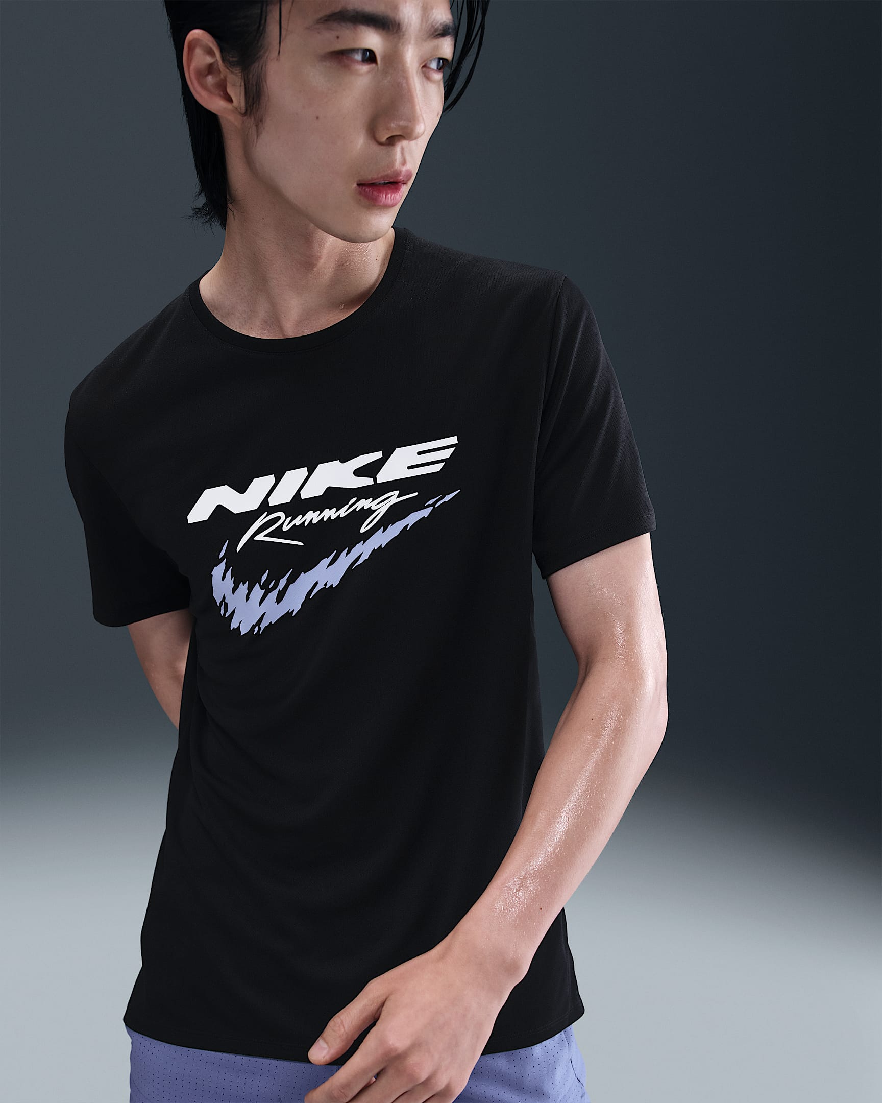 Nike Miler Men's Dri-FIT UV Running Top - Black