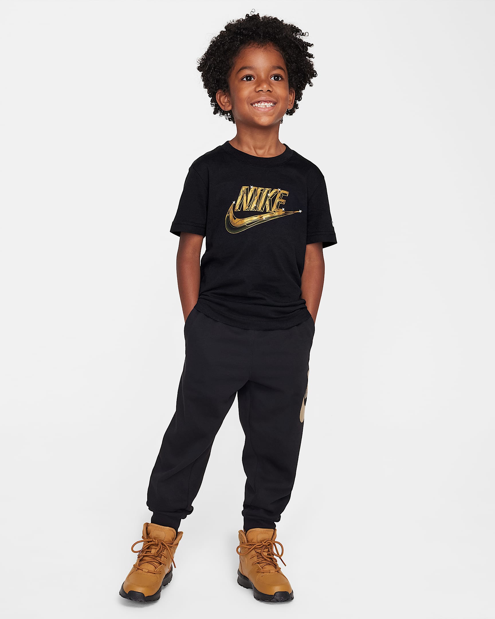 Playera Futura metalizada para niños talla pequeña Nike - Negro