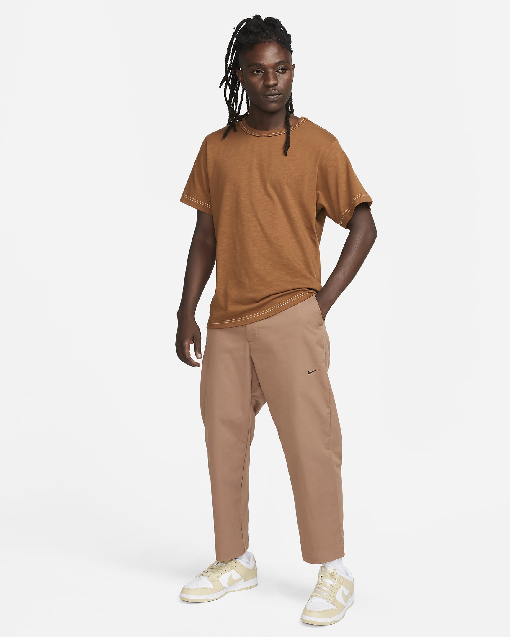 Nike Life rövid ujjú, kötött férfifelső - Light British Tan/Phantom