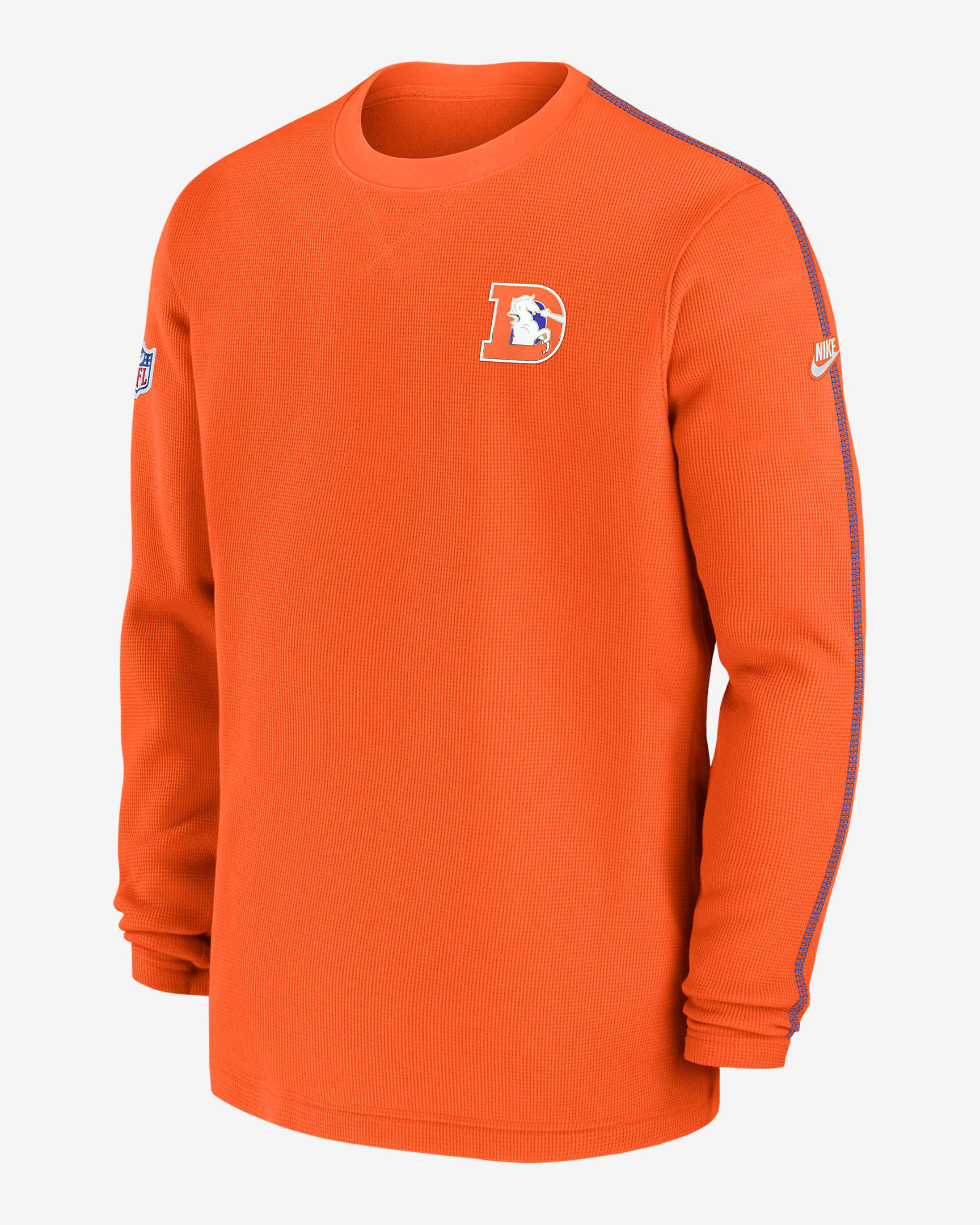 Playera de manga larga de la NFL Nike para hombre Denver Broncos Logo Coach - Naranja