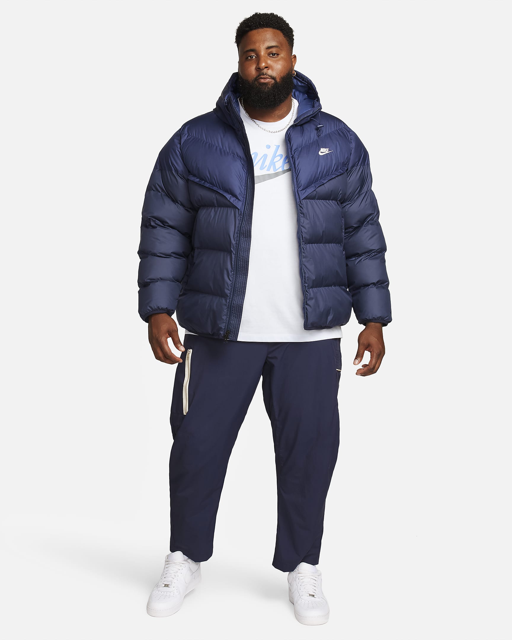 Nike Windrunner PrimaLoft® Storm-FIT gewatteerd herenjack met capuchon - Midnight Navy/Obsidian/Sail