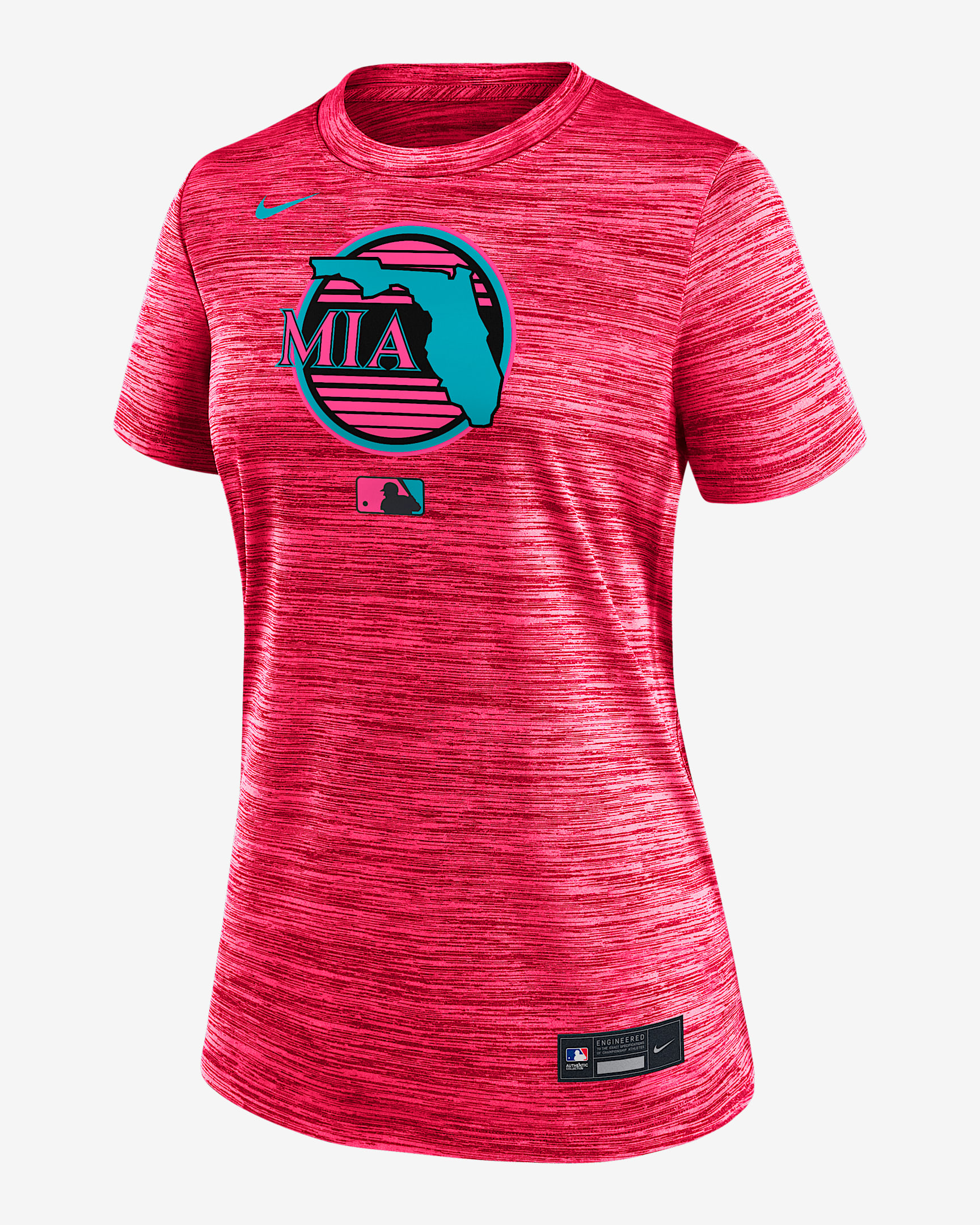 Playera Nike Dri-FIT de la MLB para mujer Miami Marlins Authentic Collection City Connect Velocity - Rosa
