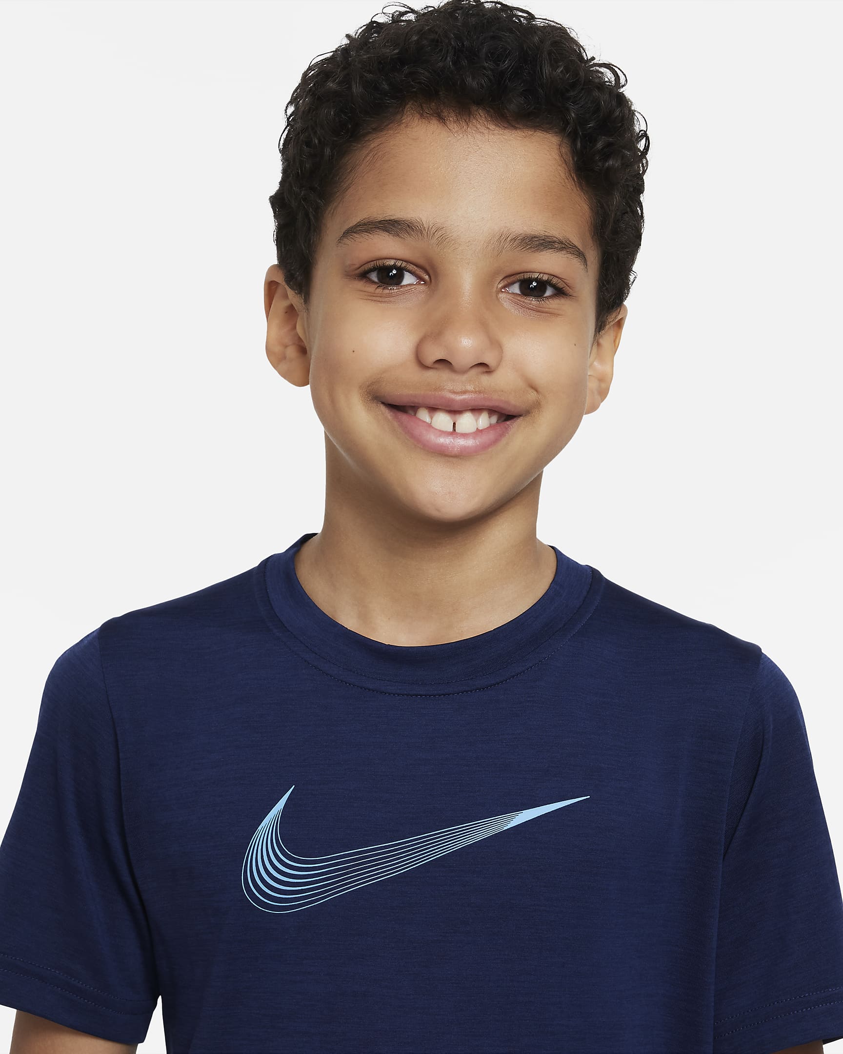 Nike Dri-FIT Kurzarm-Trainingsoberteil für ältere Kinder (Jungen) - Midnight Navy/University Blue