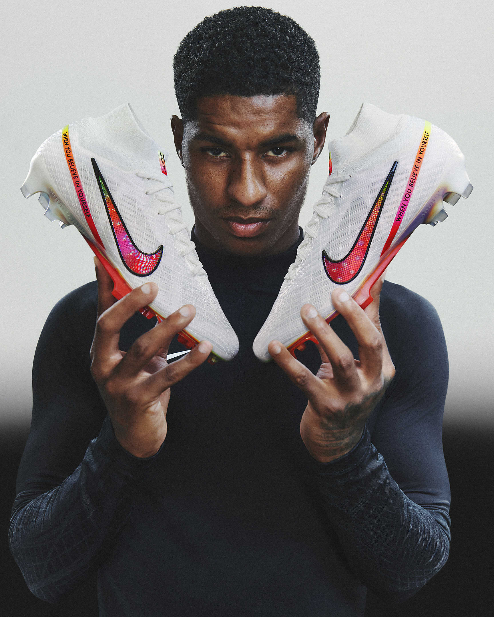 รองเท้าสตั๊ดฟุตบอลสำหรับพื้นสนามทั่วไป Nike Zoom Mercurial Superfly 9 Elite "Marcus Rashford" - ขาว/ดำ