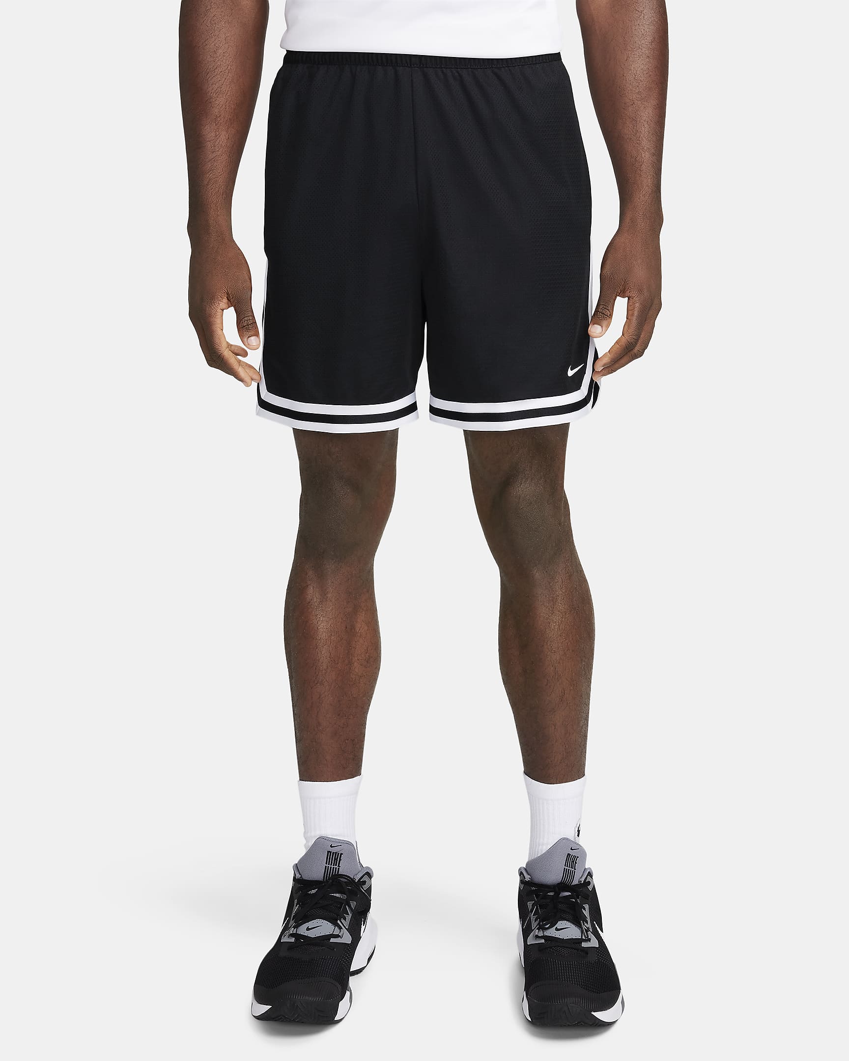 Shorts de básquetbol Dri-FIT de 15 cm para hombre Nike DNA - Negro/Blanco/Blanco