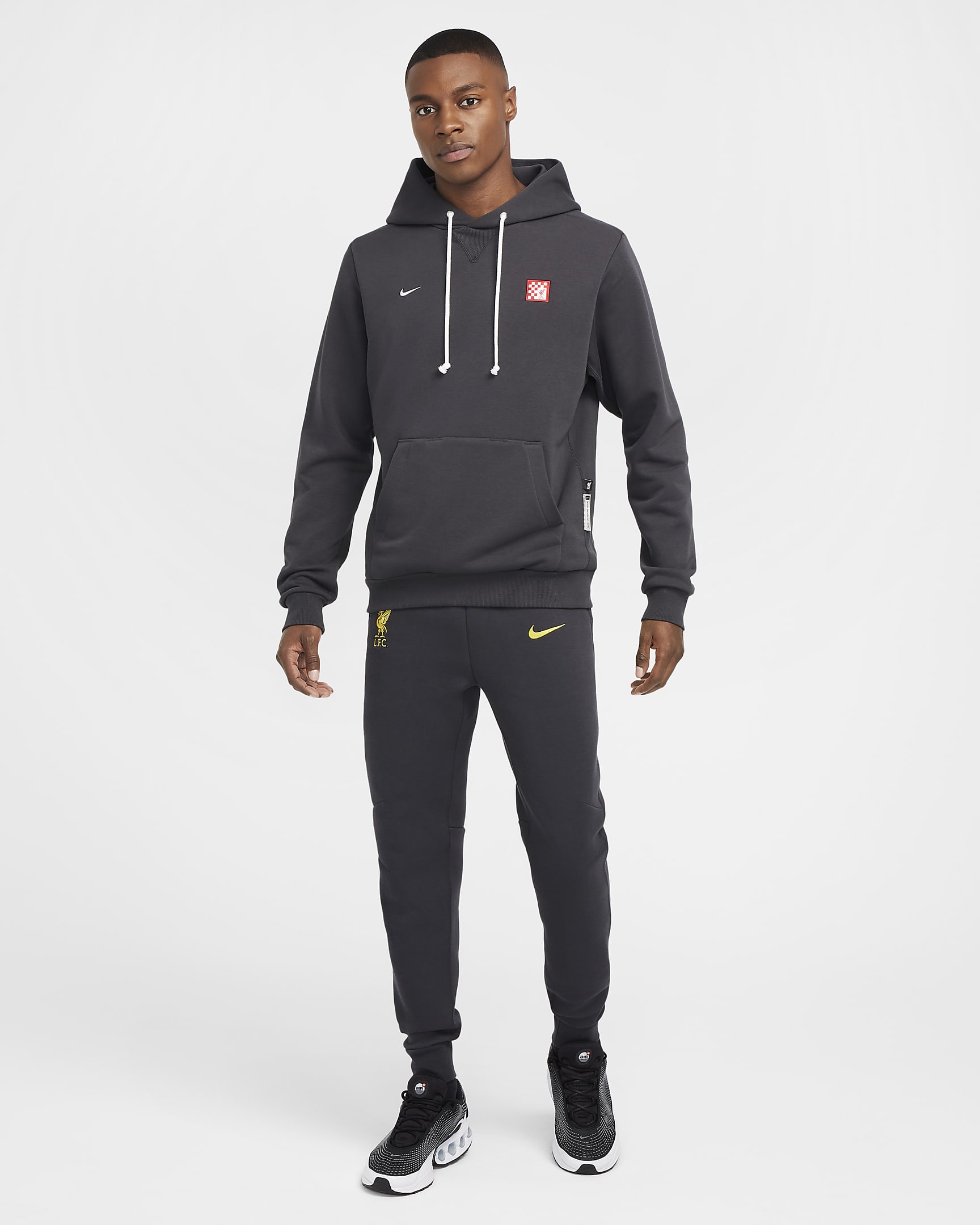 Męska bluza piłkarska z kapturem Nike Dri-FIT Liverpool F.C. Standard Issue (wersja trzecia) - Dark Smoke Grey/Biel