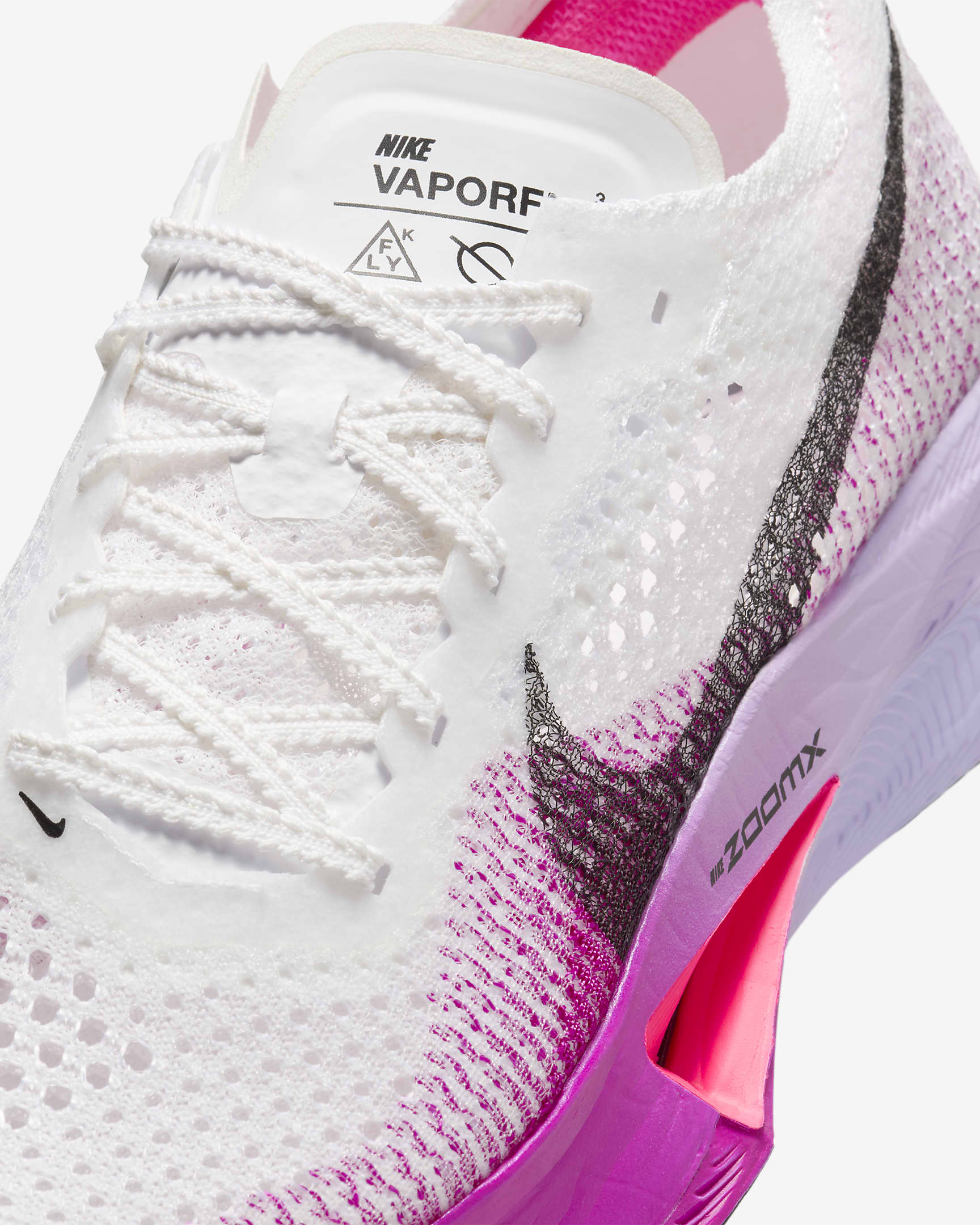 Nike Vaporfly 3 Damen-Straßenlaufschuh für Wettkämpfe - Weiß/Vivid Purple/Purple Agate/Schwarz