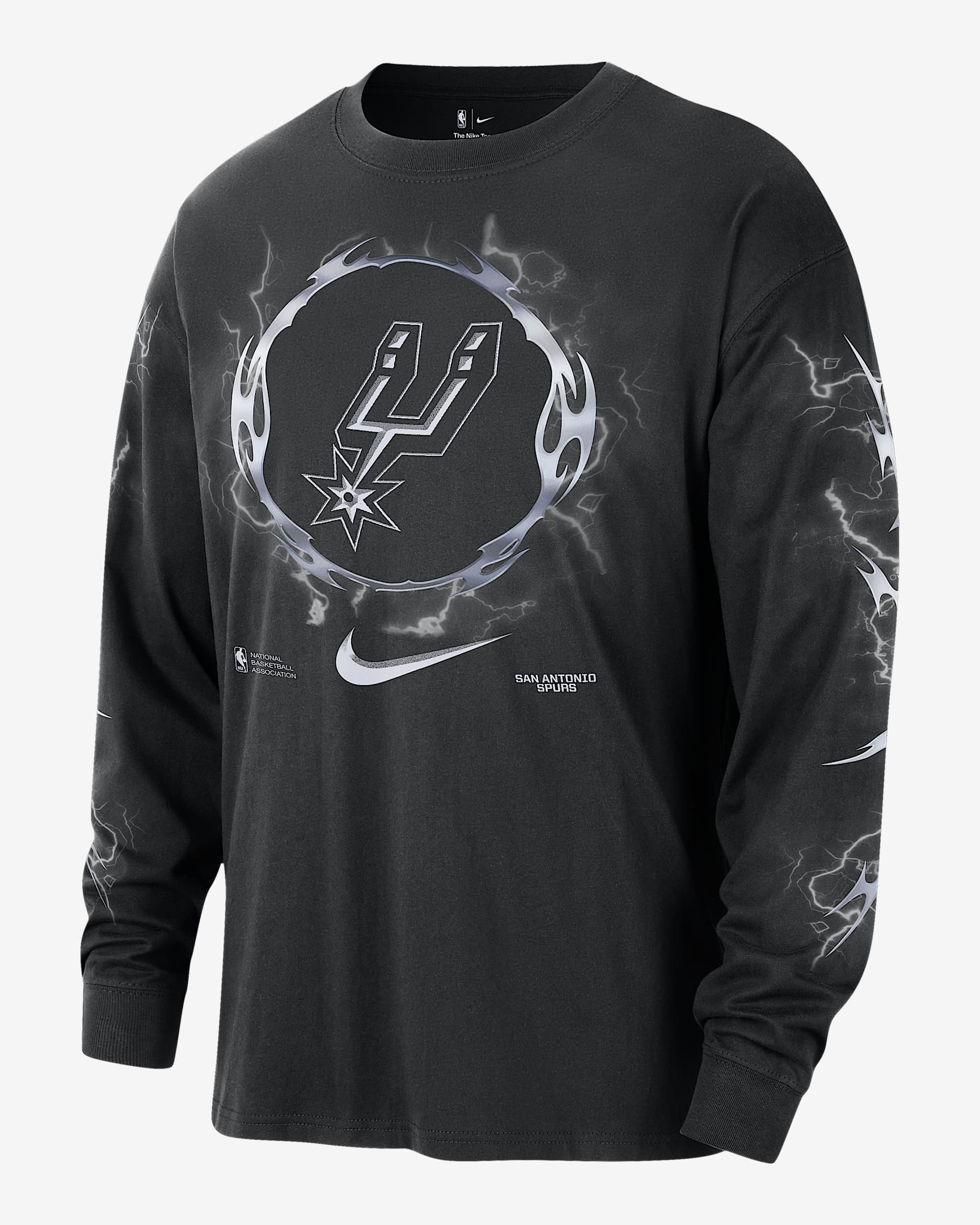 San Antonio Spurs Courtside Men's Nike NBA Long-Sleeve T-Shirt - Black