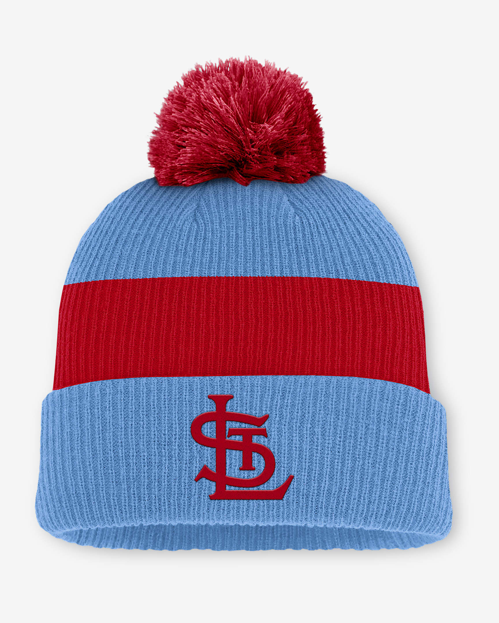 St. Louis Cardinals Cooperstown Peak Men's Nike MLB Cuffed Pom Beanie - Light Blue