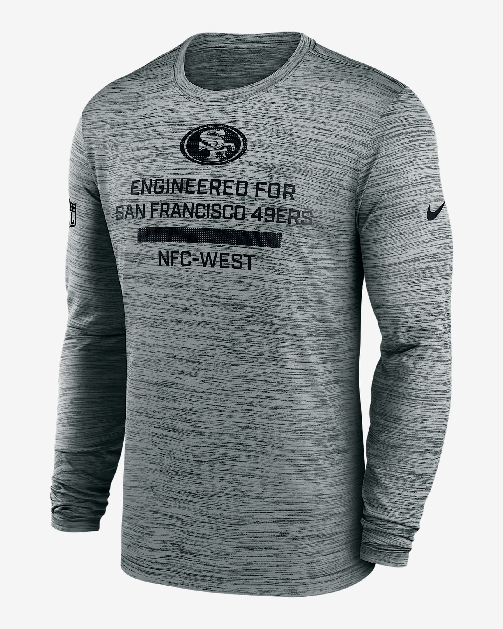San Francisco 49ers Sideline Team Issue Velocity Men's Nike Dri-FIT NFL Long-Sleeve T-Shirt - Grey