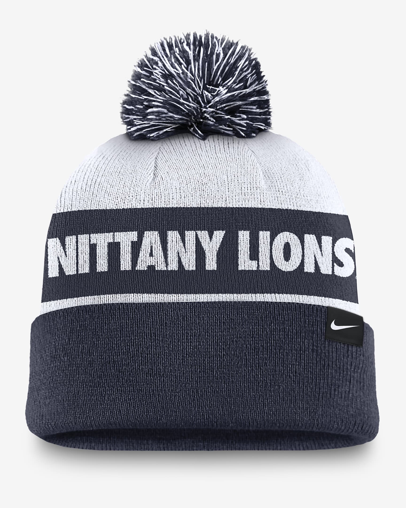 Penn State Nittany Lions Primetime Peak Men's Nike College Cuffed Pom Beanie - College Navy