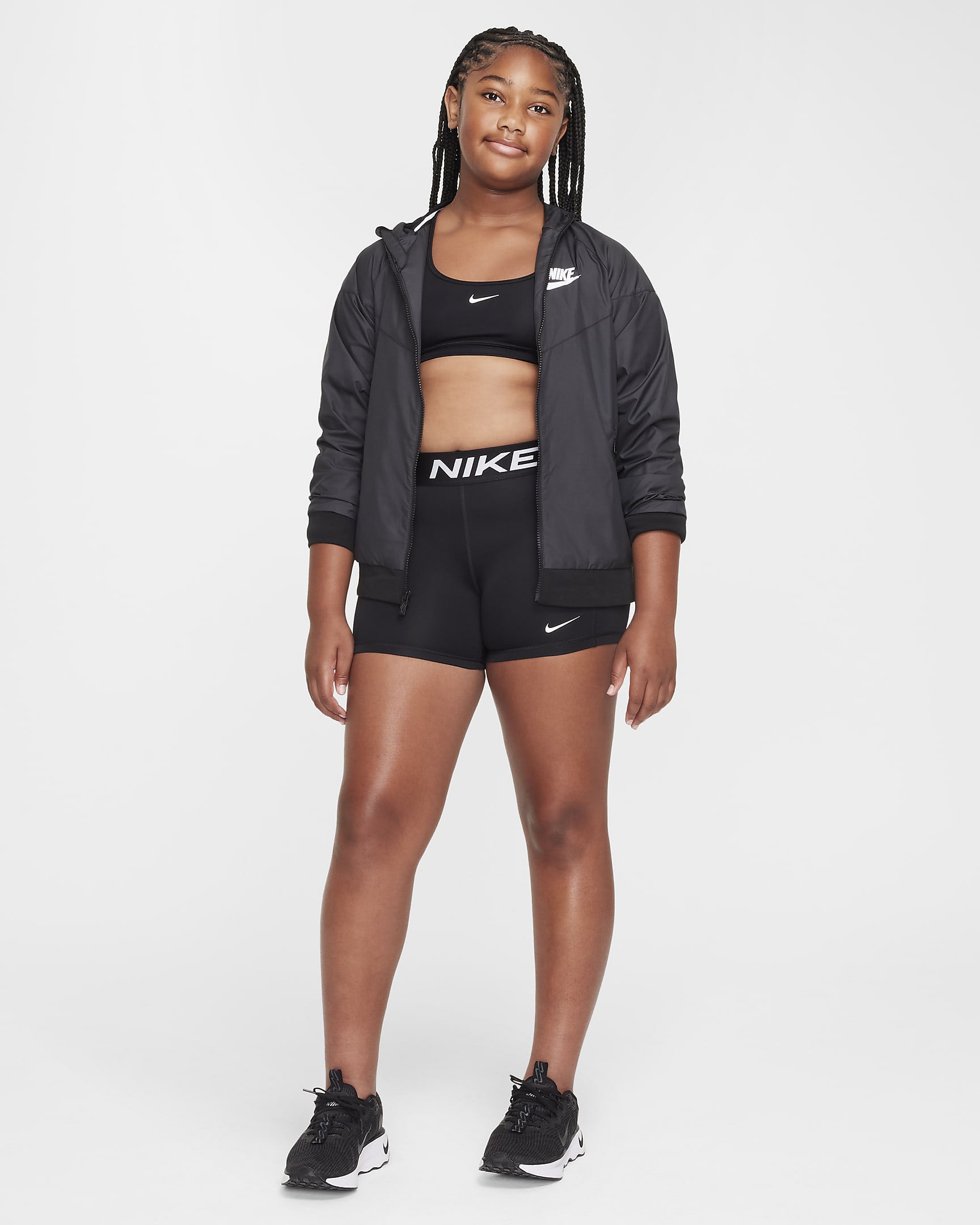 Shorts para niña (talla amplia) Nike Pro Leak Protection: Period - Negro/Blanco