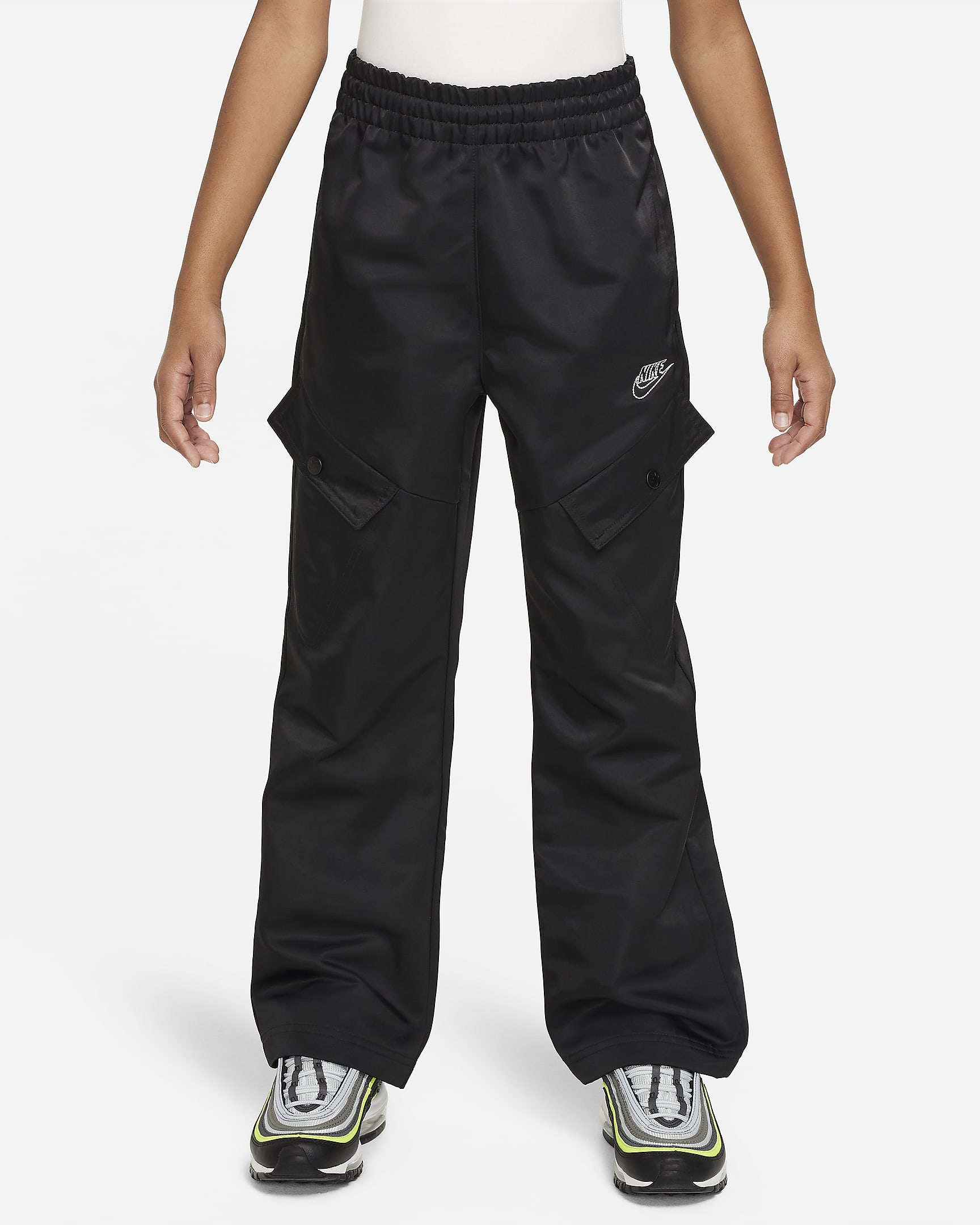 Pants para niña talla grande Nike Sportswear - Negro/Blanco