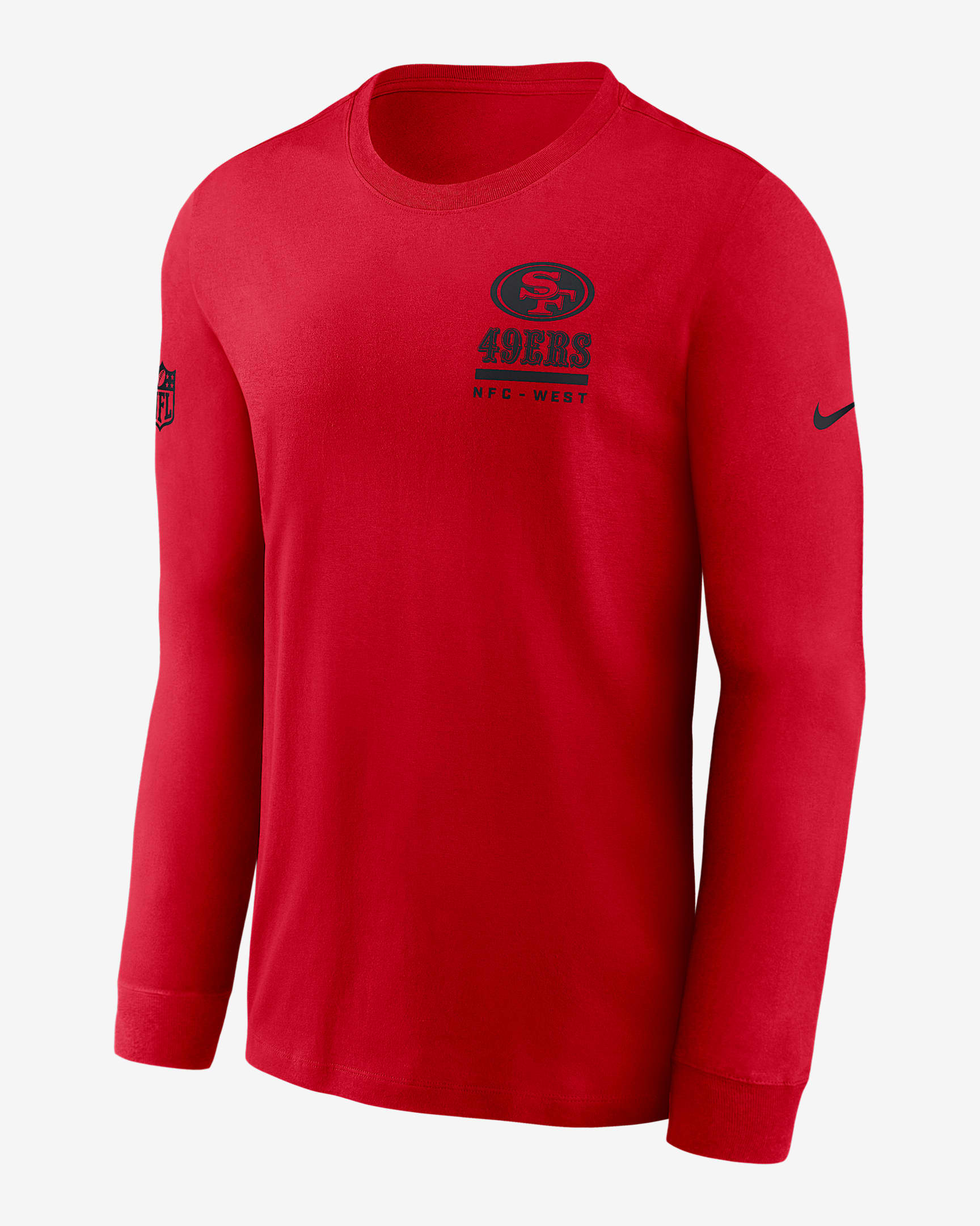 San Francisco 49ers Sideline Team Issue Men's Nike Dri-FIT NFL Long-Sleeve T-Shirt - Red