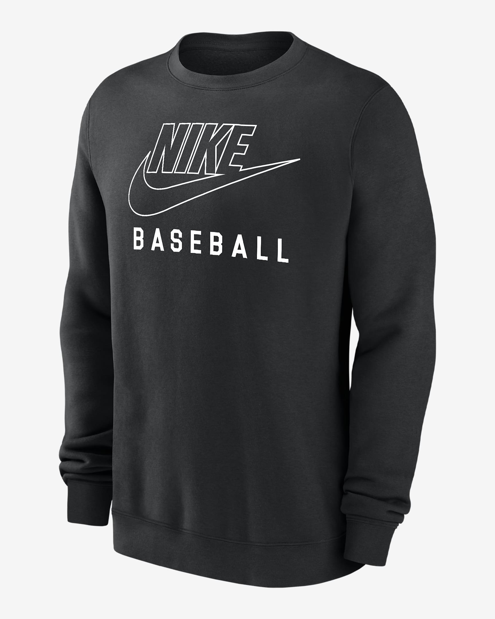 Sudadera de cuello redondo sin cierre de béisbol para hombre Nike Swoosh Club Fleece - Negro