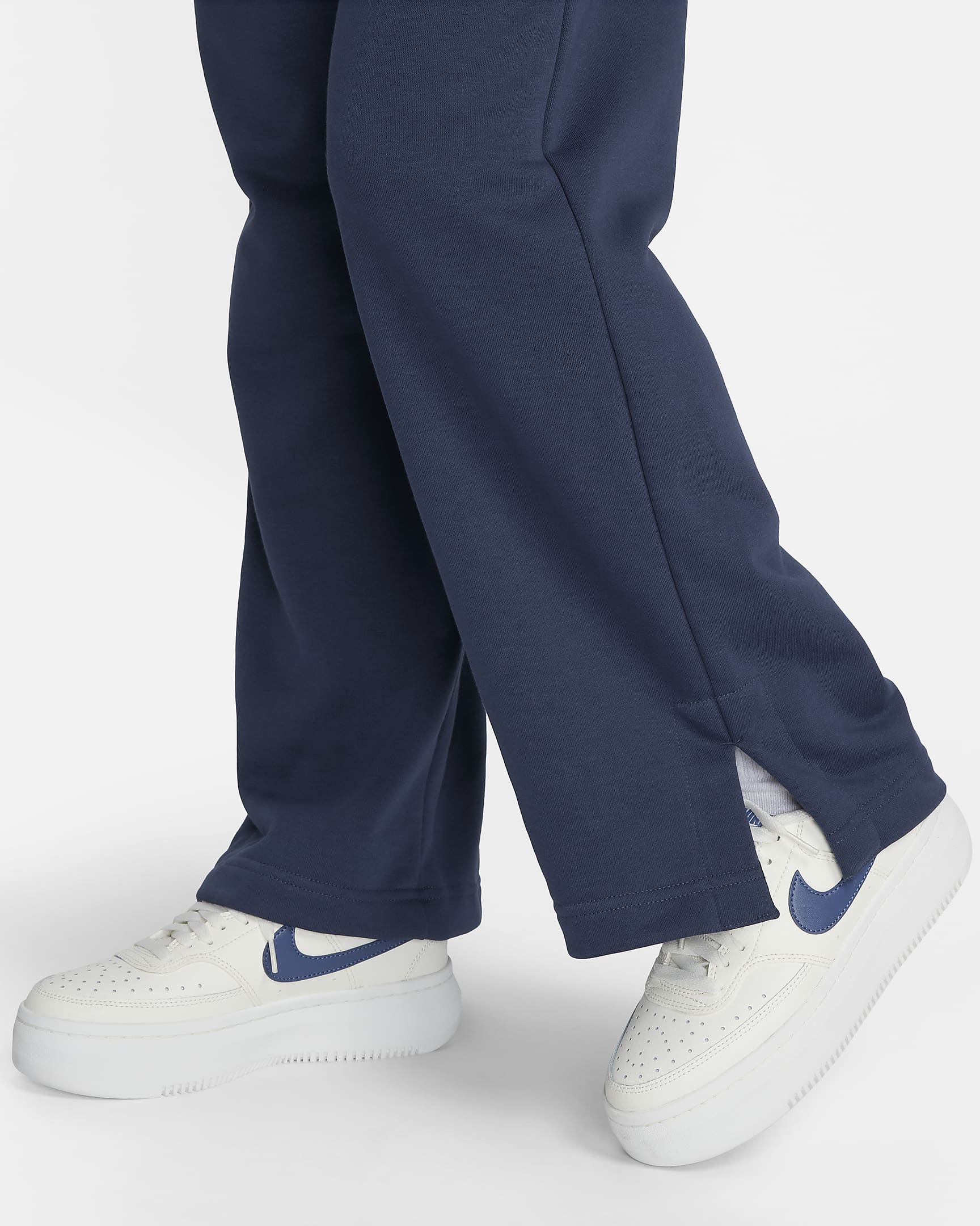 Nike Sportswear Women's High-Waisted Wide-Leg Fleece Trousers - Midnight Navy/Midnight Navy