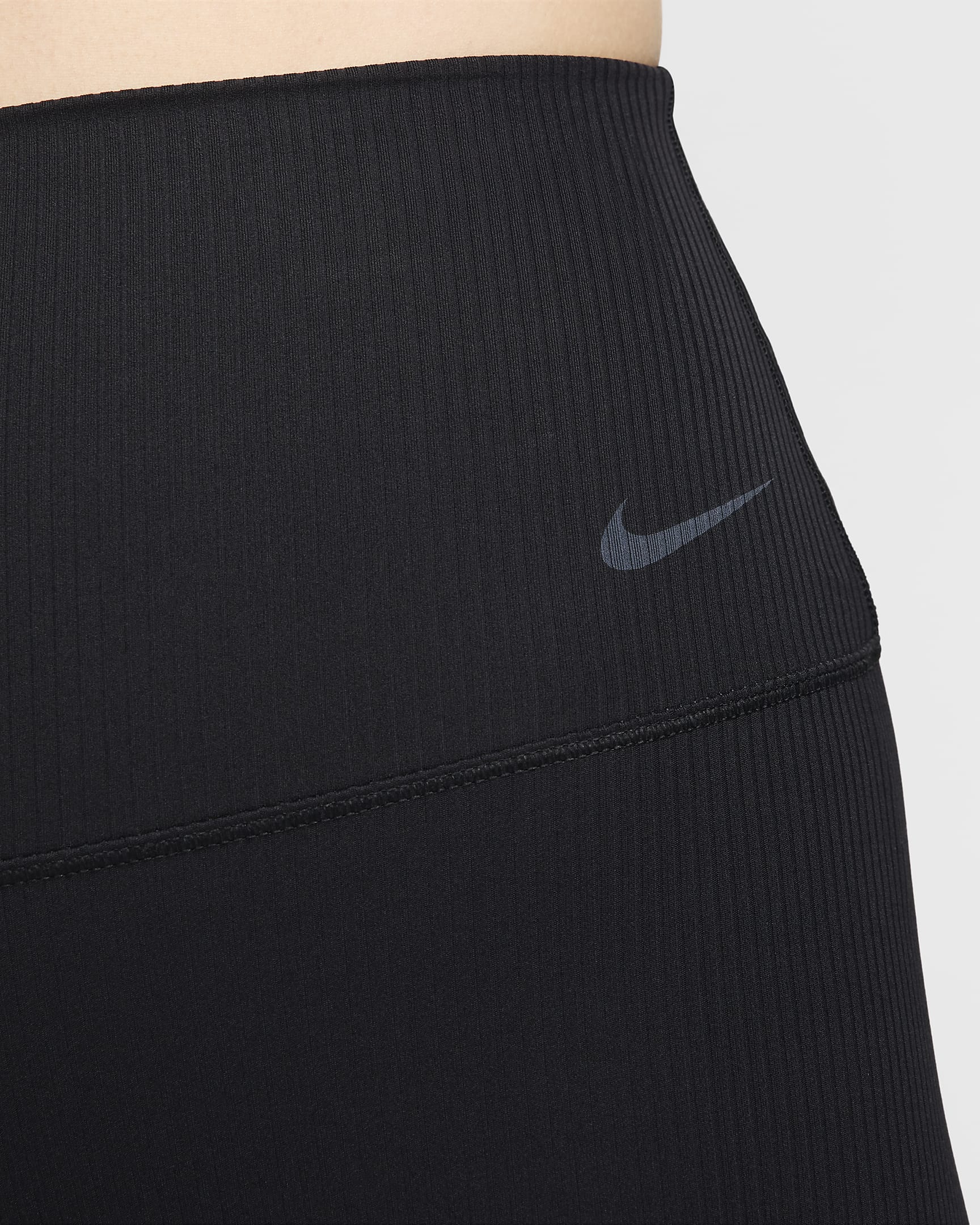 เลกกิ้งเอวสูง 7/8 ส่วนผู้หญิงซัพพอร์ตแบบอ่อนโยน Nike Zenvy Rib - ดำ/ดำ