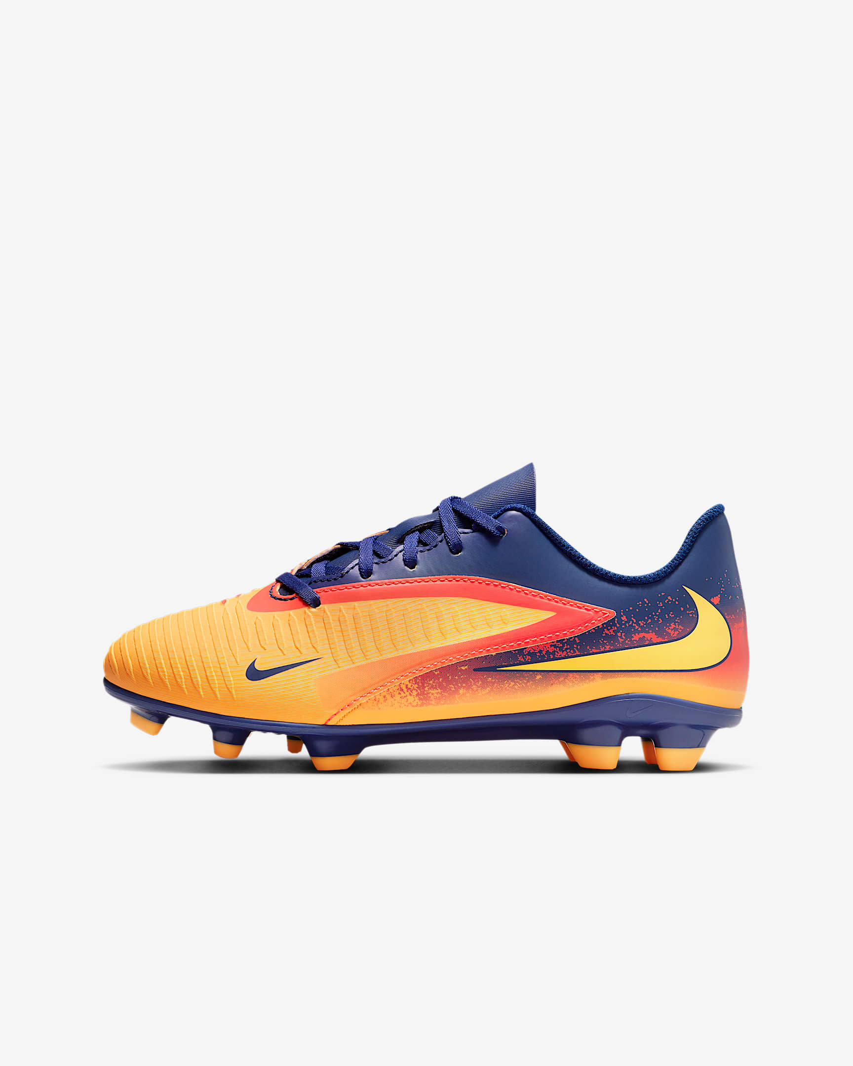 รองเท้าสตั๊ดฟุตบอลเด็กโตสำหรับหลายพื้นผิว Nike Jr. Phantom 6 Low Club "Erling Haaland" - Laser Orange/Blue Void/Lemon Venom