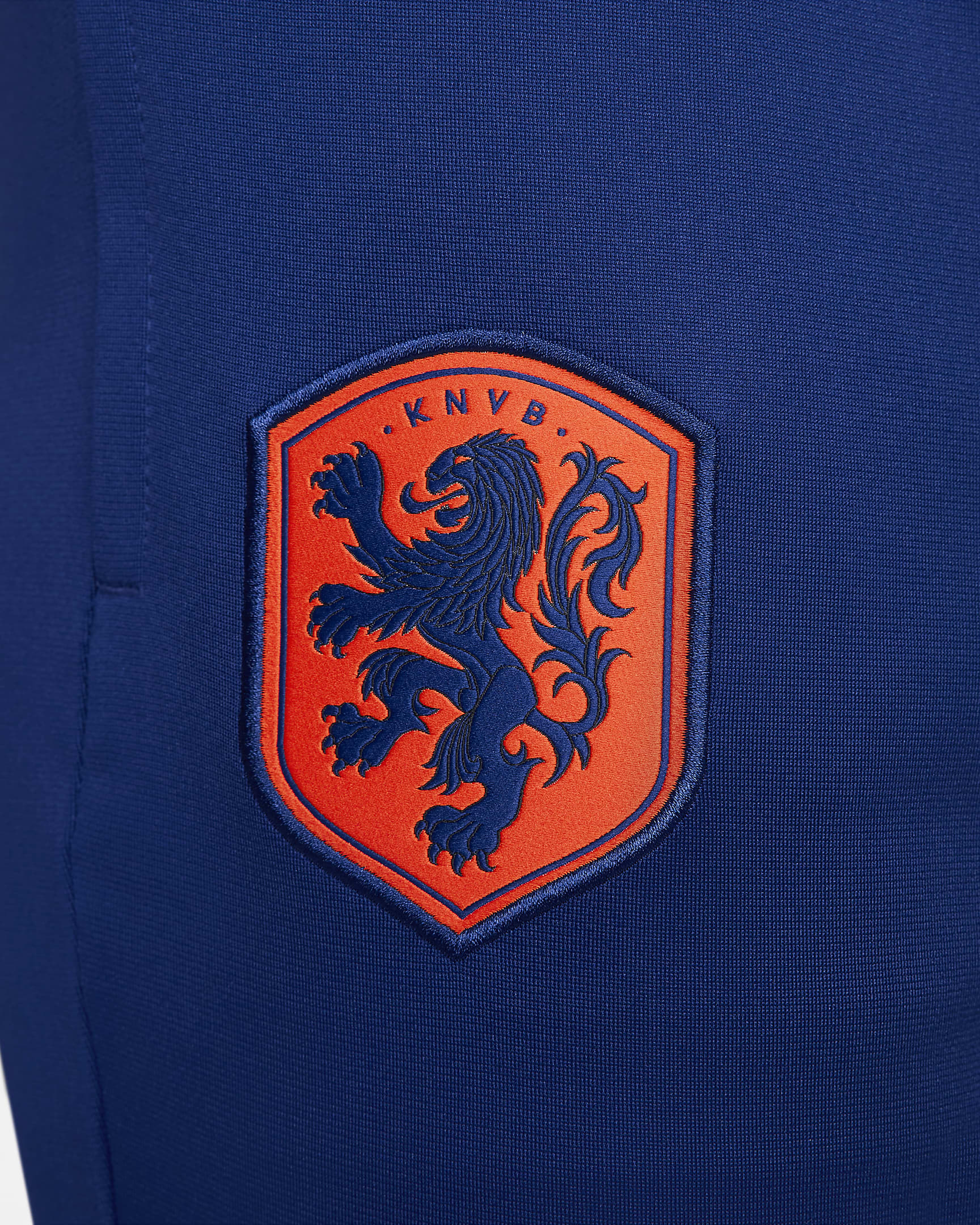 Netherlands Strike Nike Dri-FIT kapucnis, kötött férfi futballtréningruha - Deep Royal Blue/Safety Orange/Safety Orange