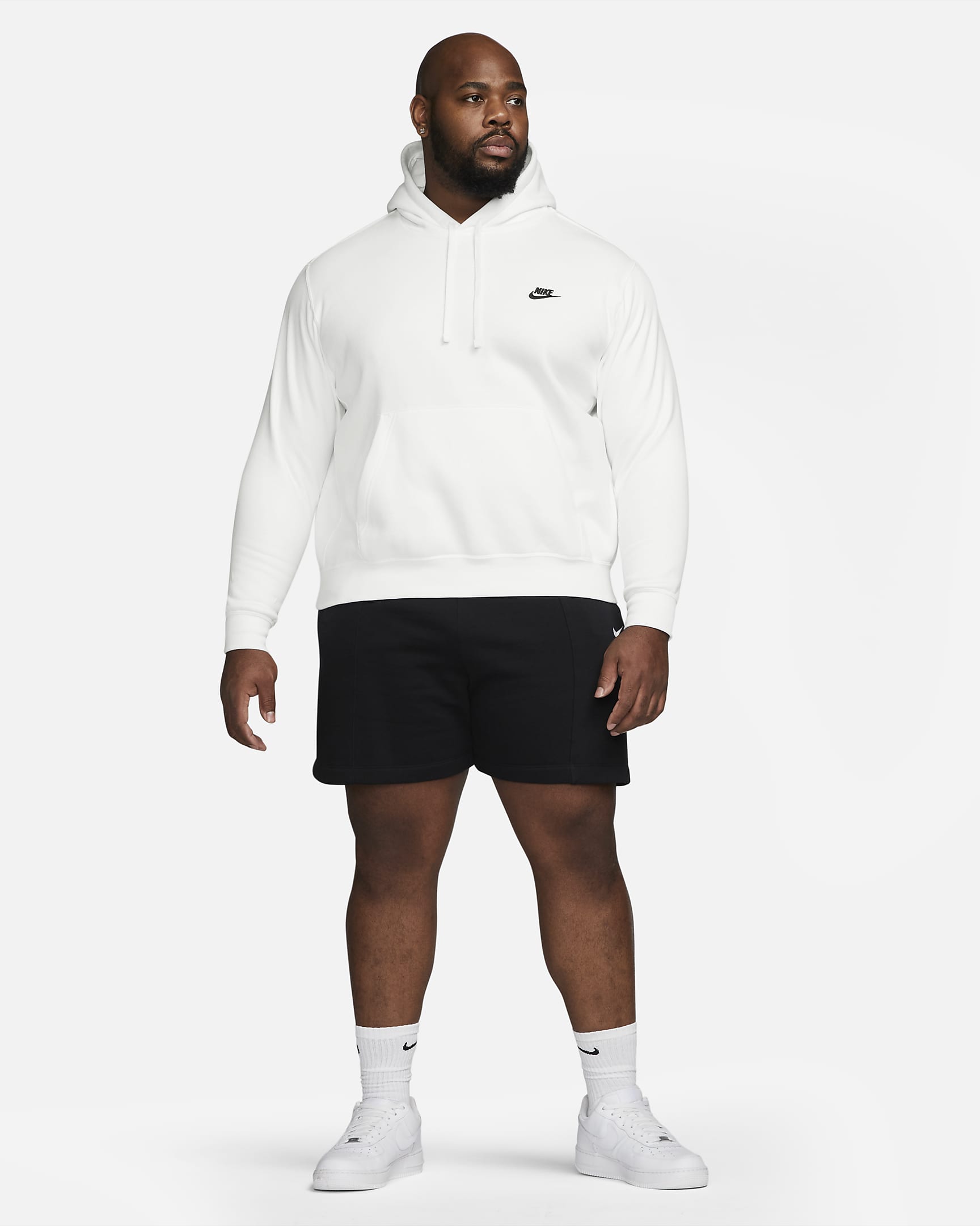 Nike Sportswear Club fleecehettegenser til herre - Hvit/Hvit/Svart