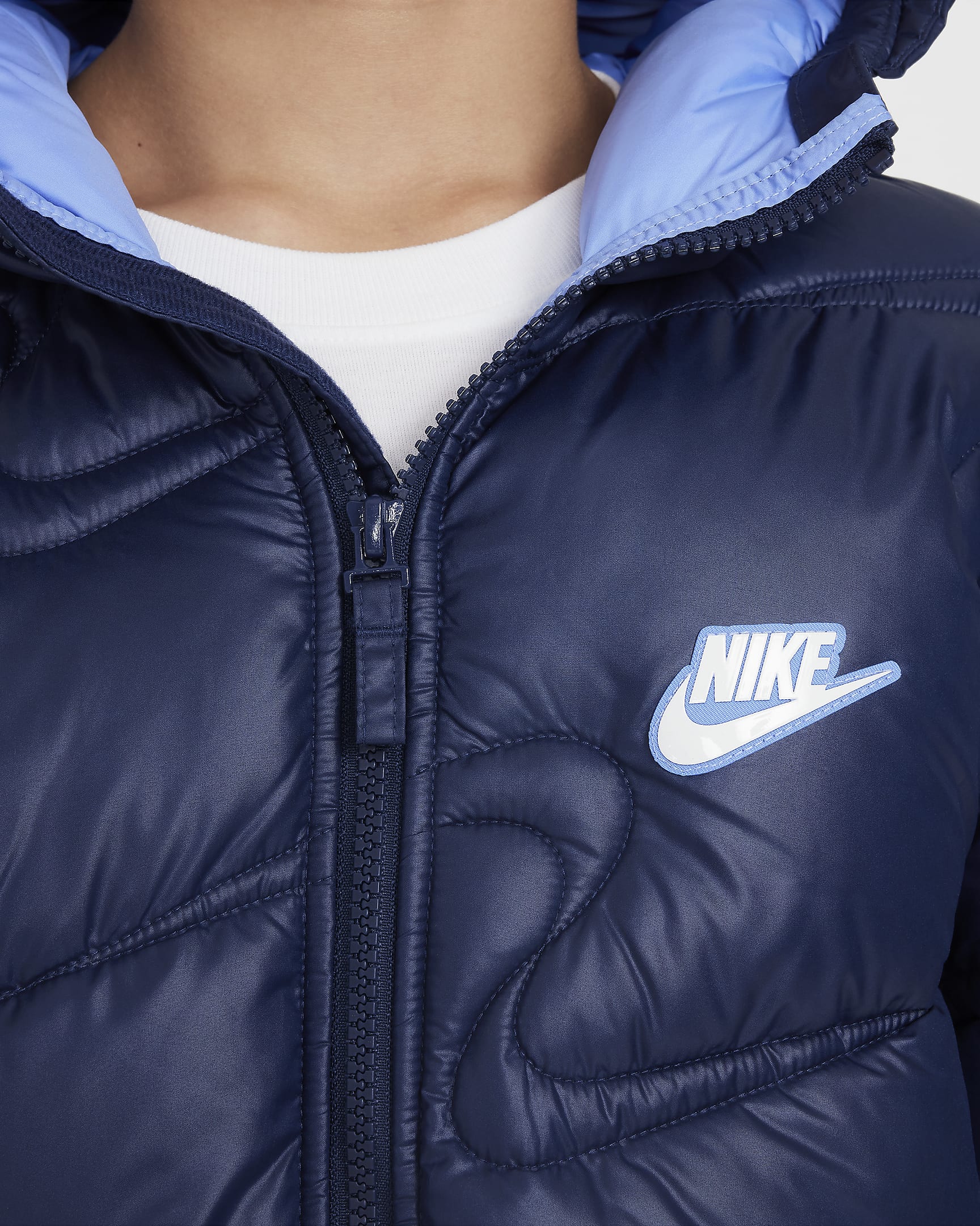 Nike Sportswear Therma-FIT Repel Heavyweight Synthetic Fill Big Kids' Loose Jacket - Midnight Navy/Royal Pulse/White