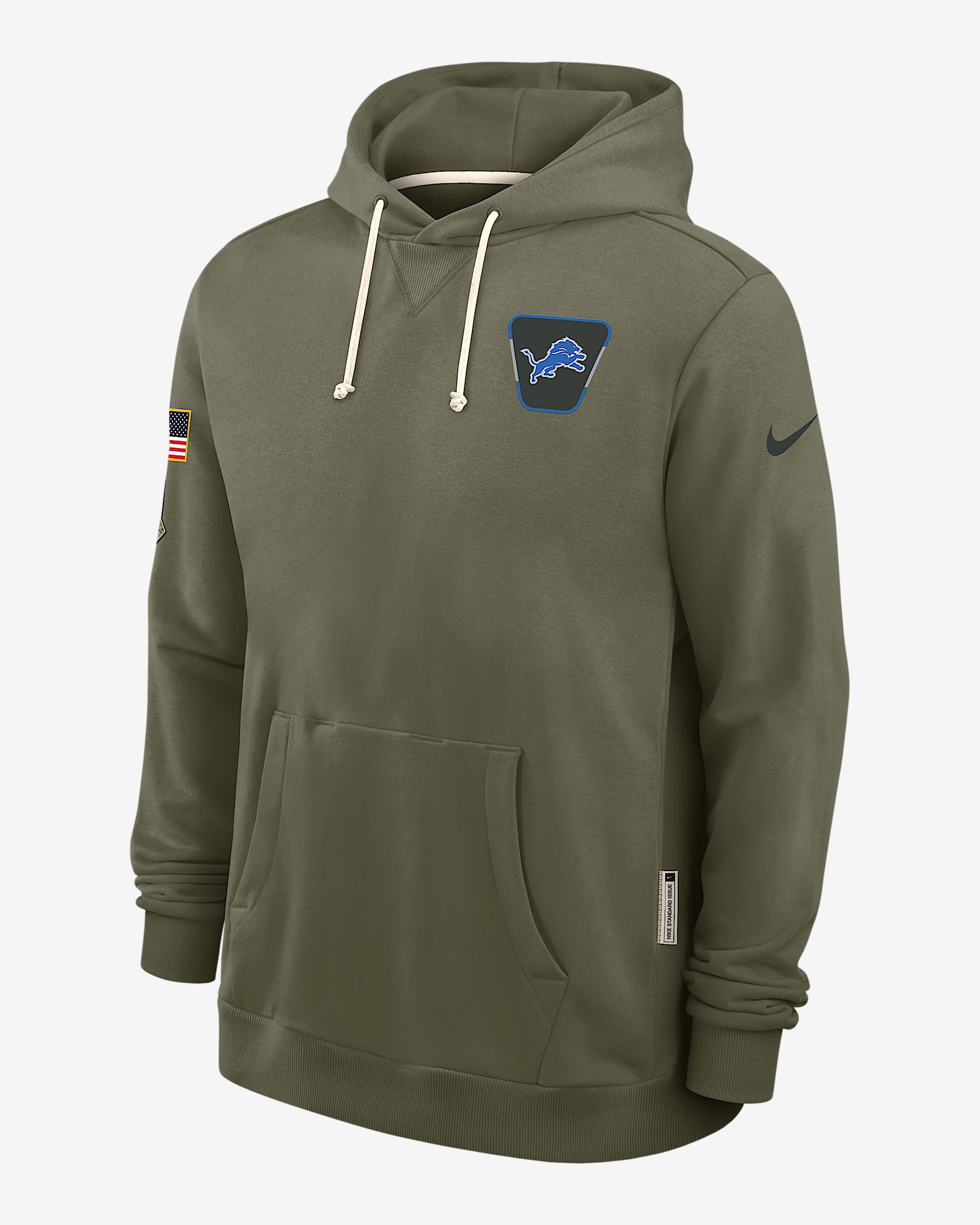 Detroit Lions Salute to Service Sideline Dominant Force Men's Nike Dri-FIT NFL Pullover Hoodie - Medium Olive