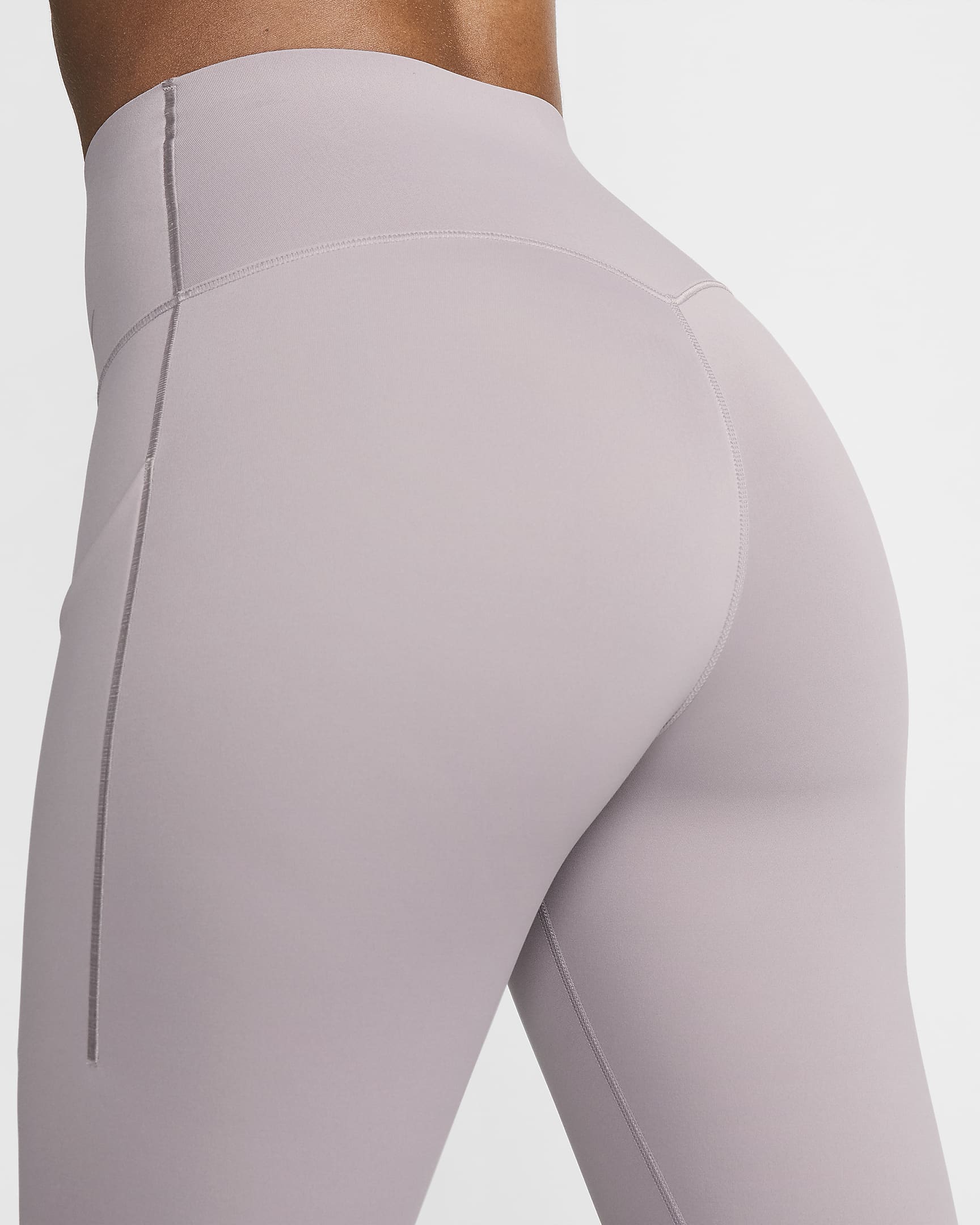 Nike Universa leggings i full lengde med middels støtte, høyt liv og lommer til dame - Light Violet Ore/Svart