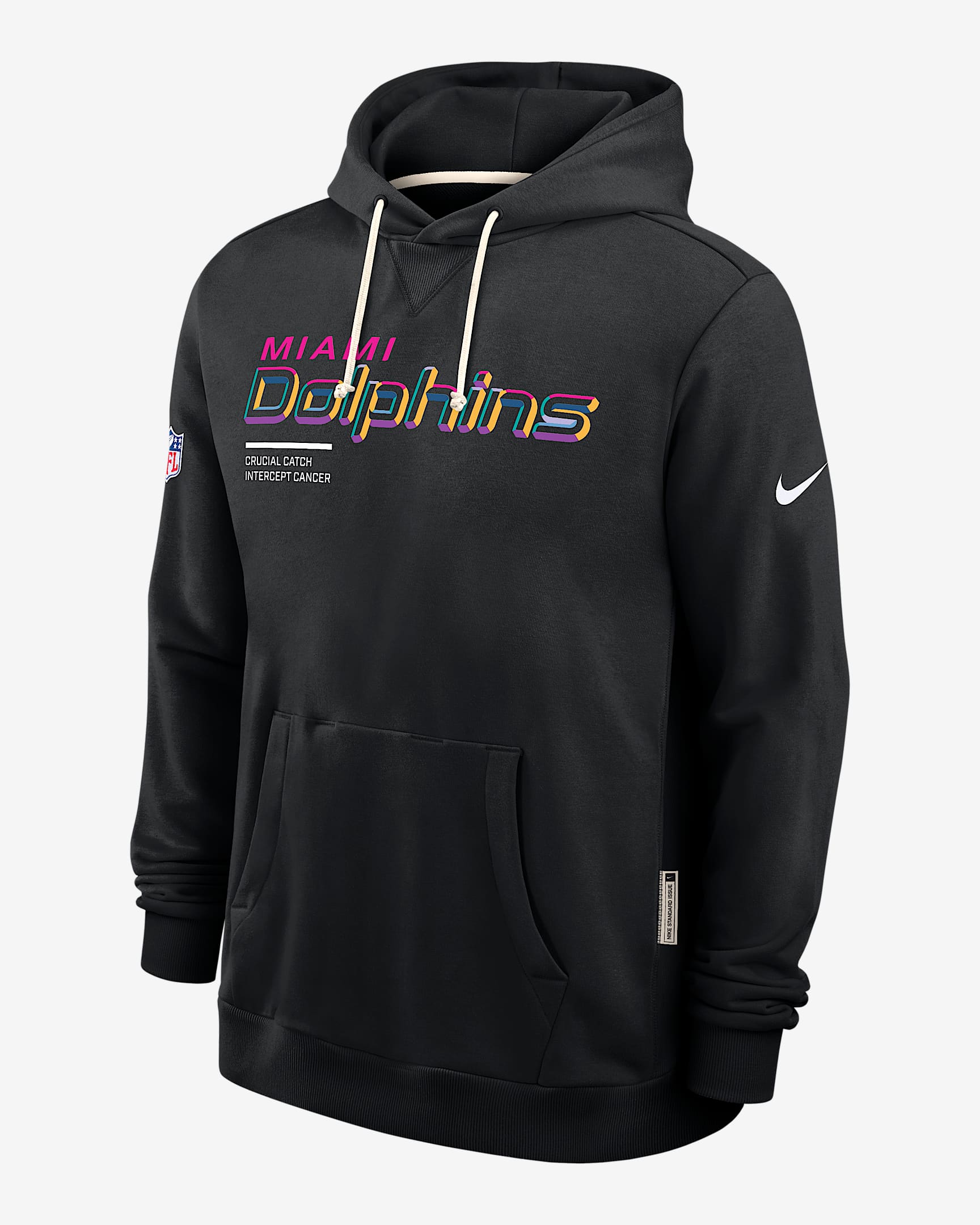 Miami Dolphins Crucial Catch Sideline Men's Nike Dri-FIT NFL Pullover Hoodie - Black