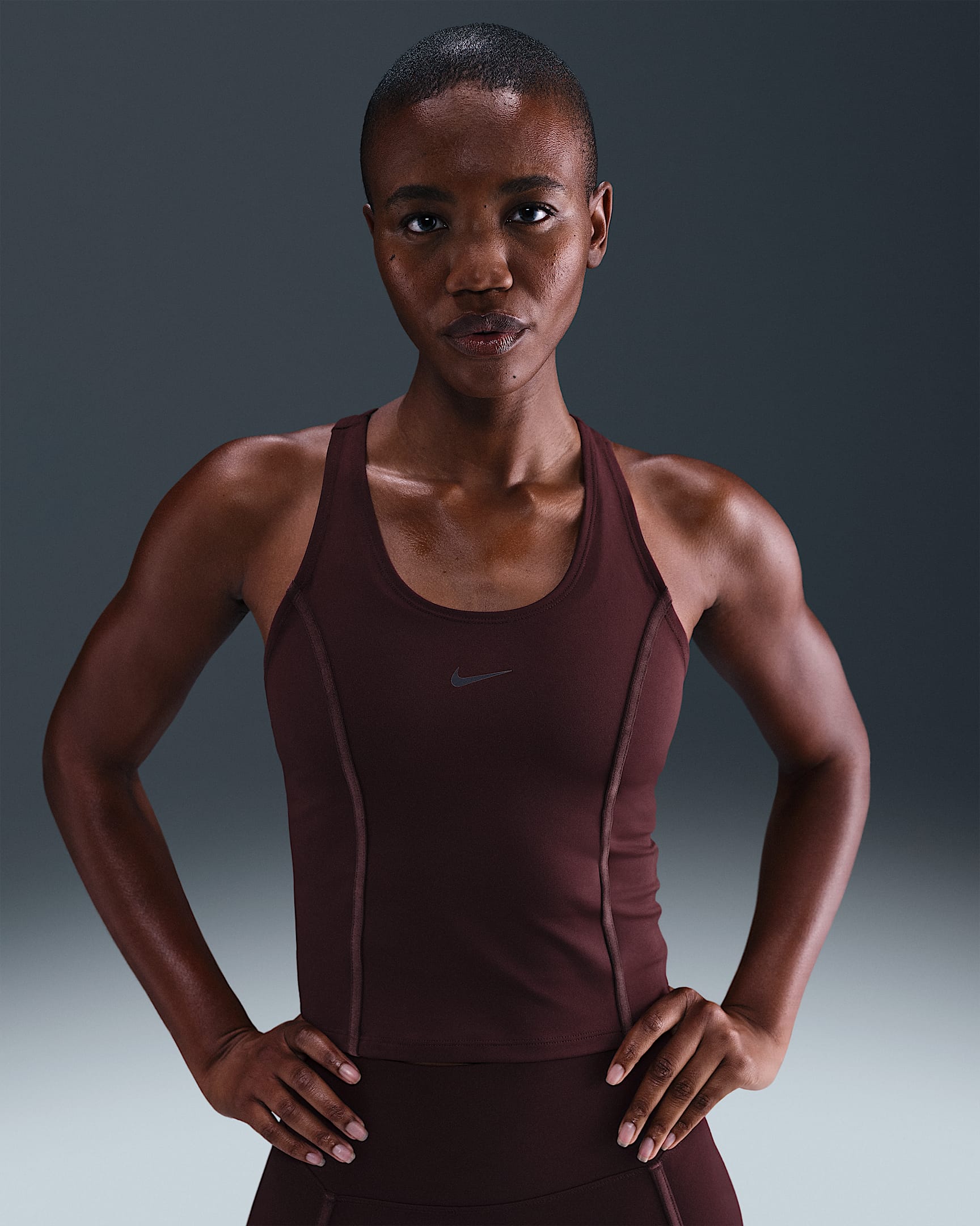 Nike One Fitted Women's Dri-FIT Tank Top - Burgundy Crush/Burgundy Ash